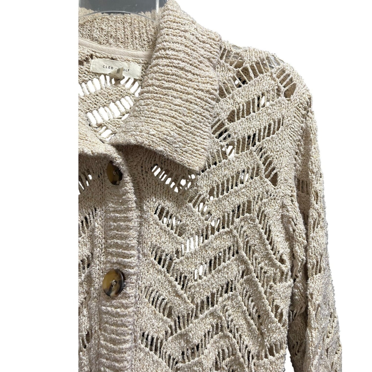 Cleo + Wolf Beige Open Knit Size Small Cardigan Sweater