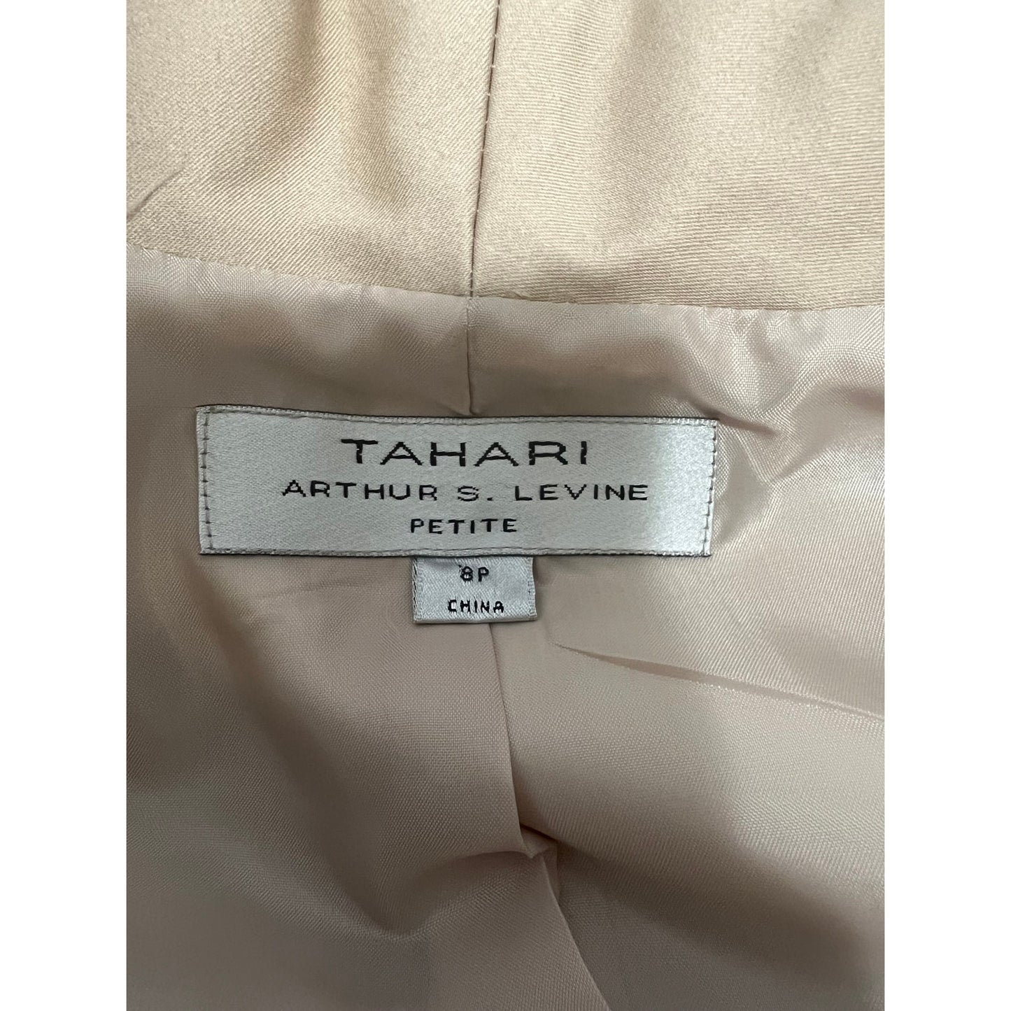 Tahari Arthur S. Levine Petite 8 - Tan Blazer w/ Leather and Gold Snap Closure