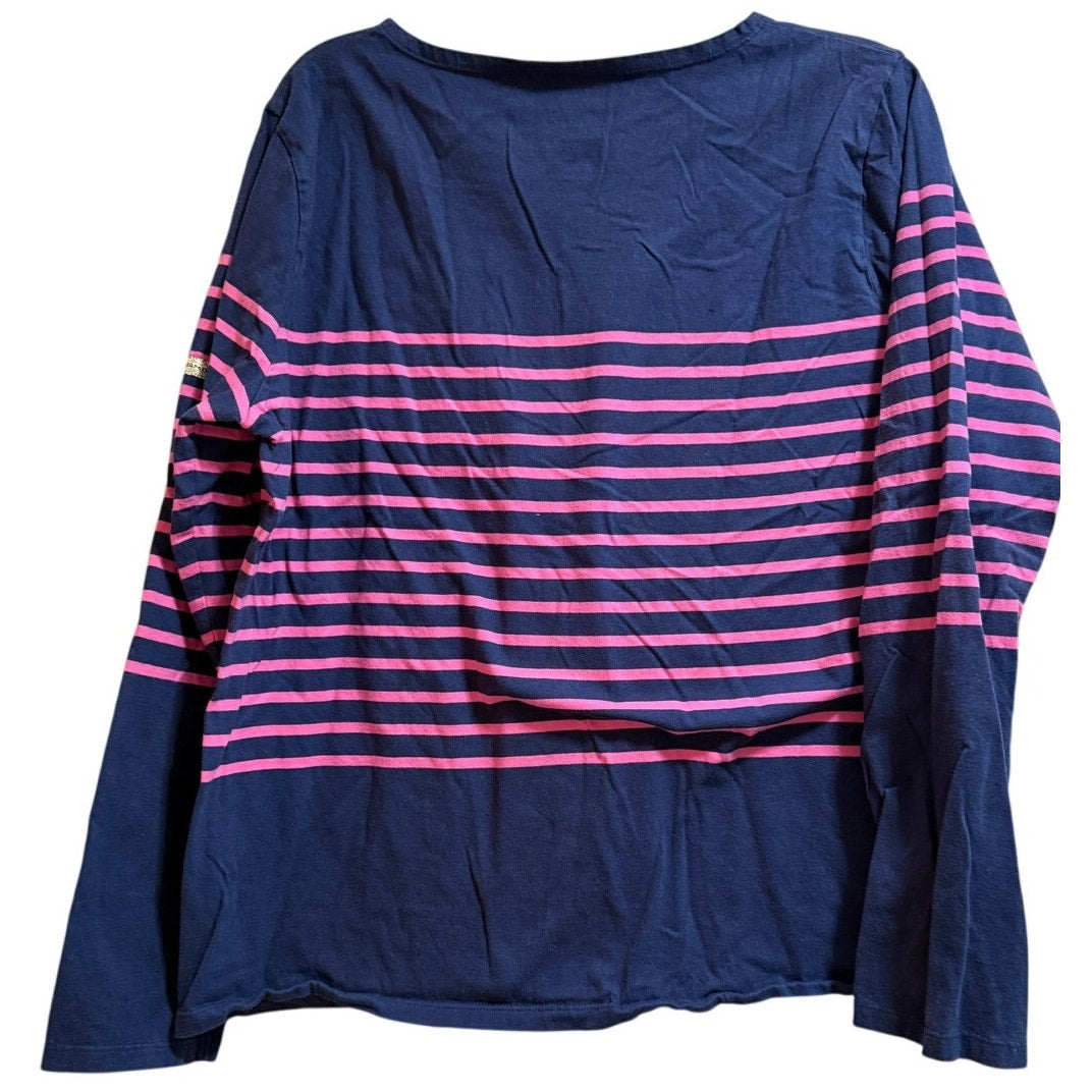 The Striped Sheep Navy & Pink Striped Long Sleeve T-Shirt - Size XL