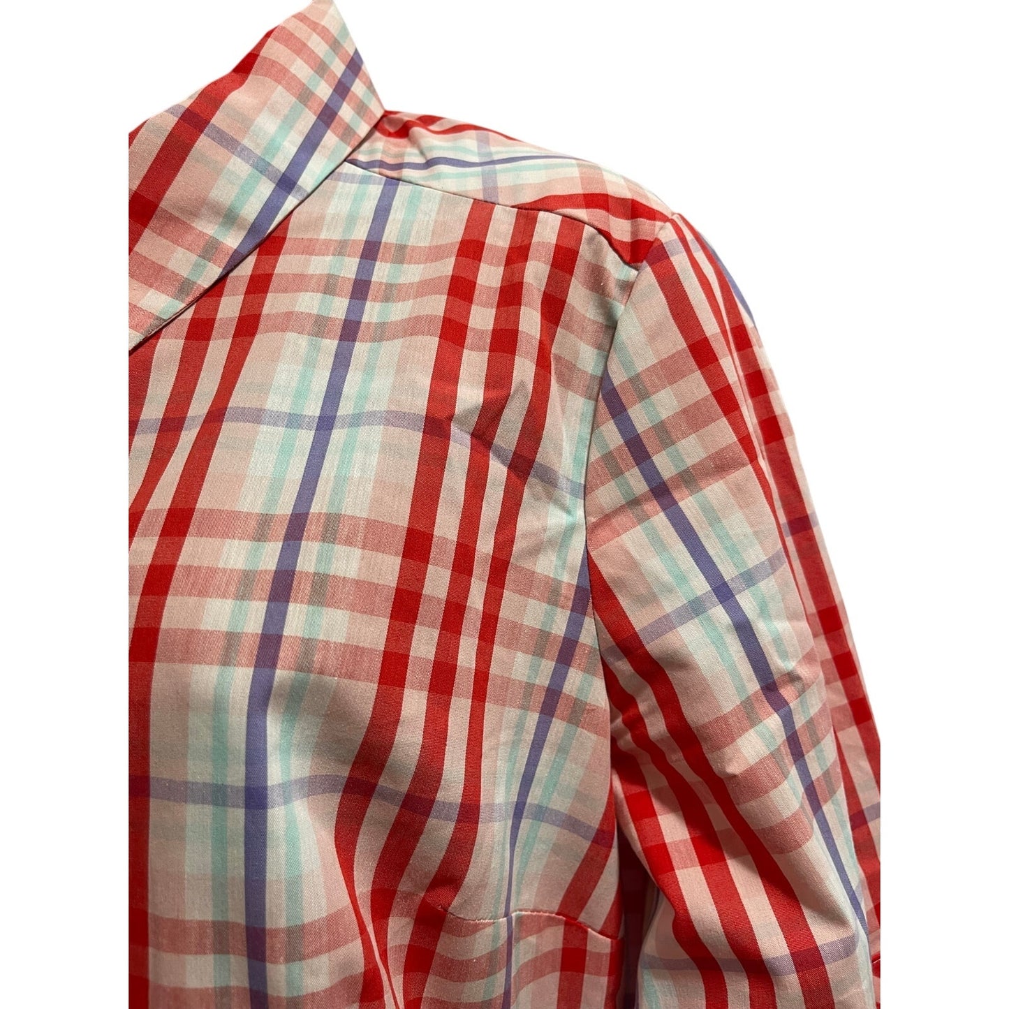 New York & Company Pink Plaid Poplin 3/4 Sleeve Button Up - Size Medium