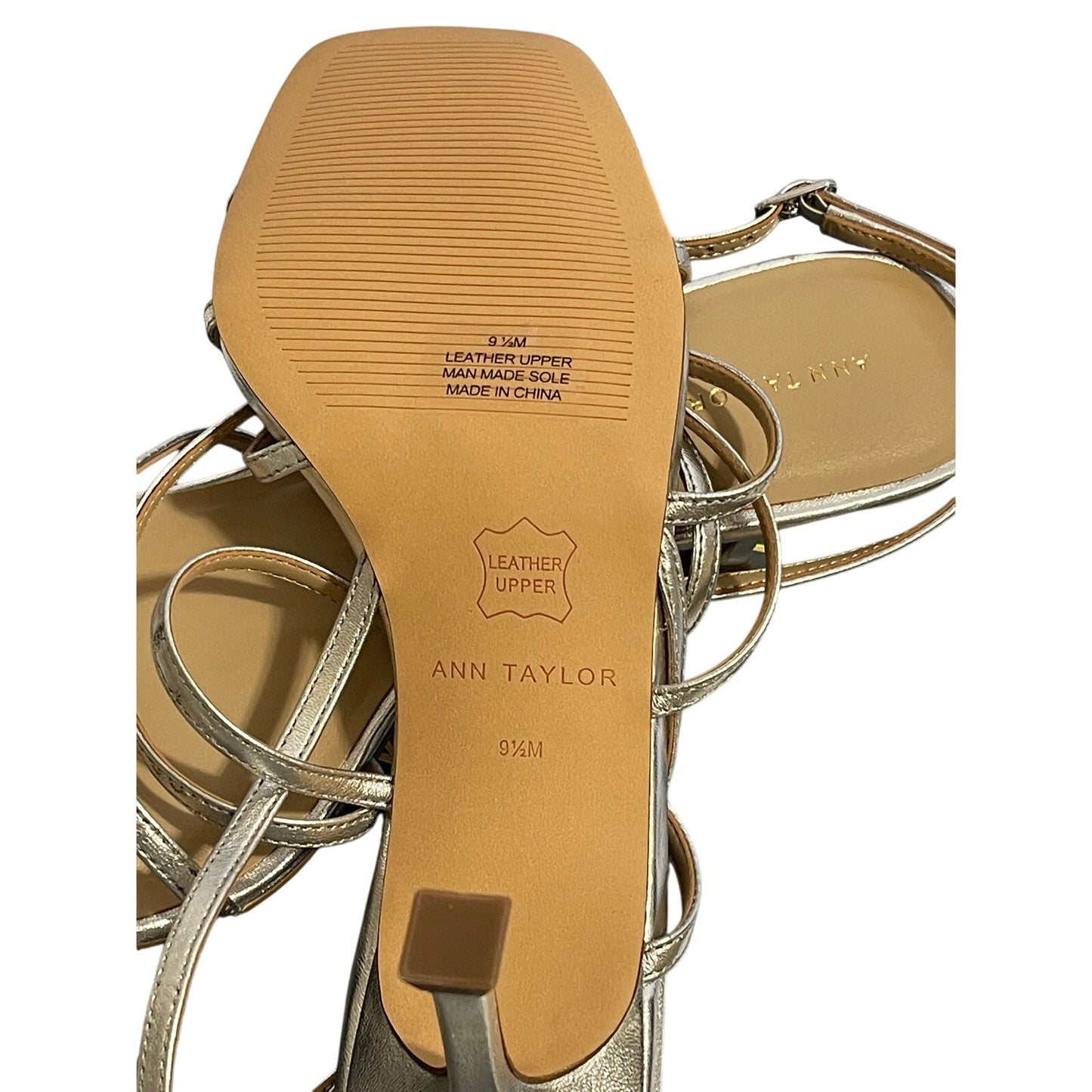 NIB Ann Taylor Silver Leather Strappy Sandals Size 9.5 M