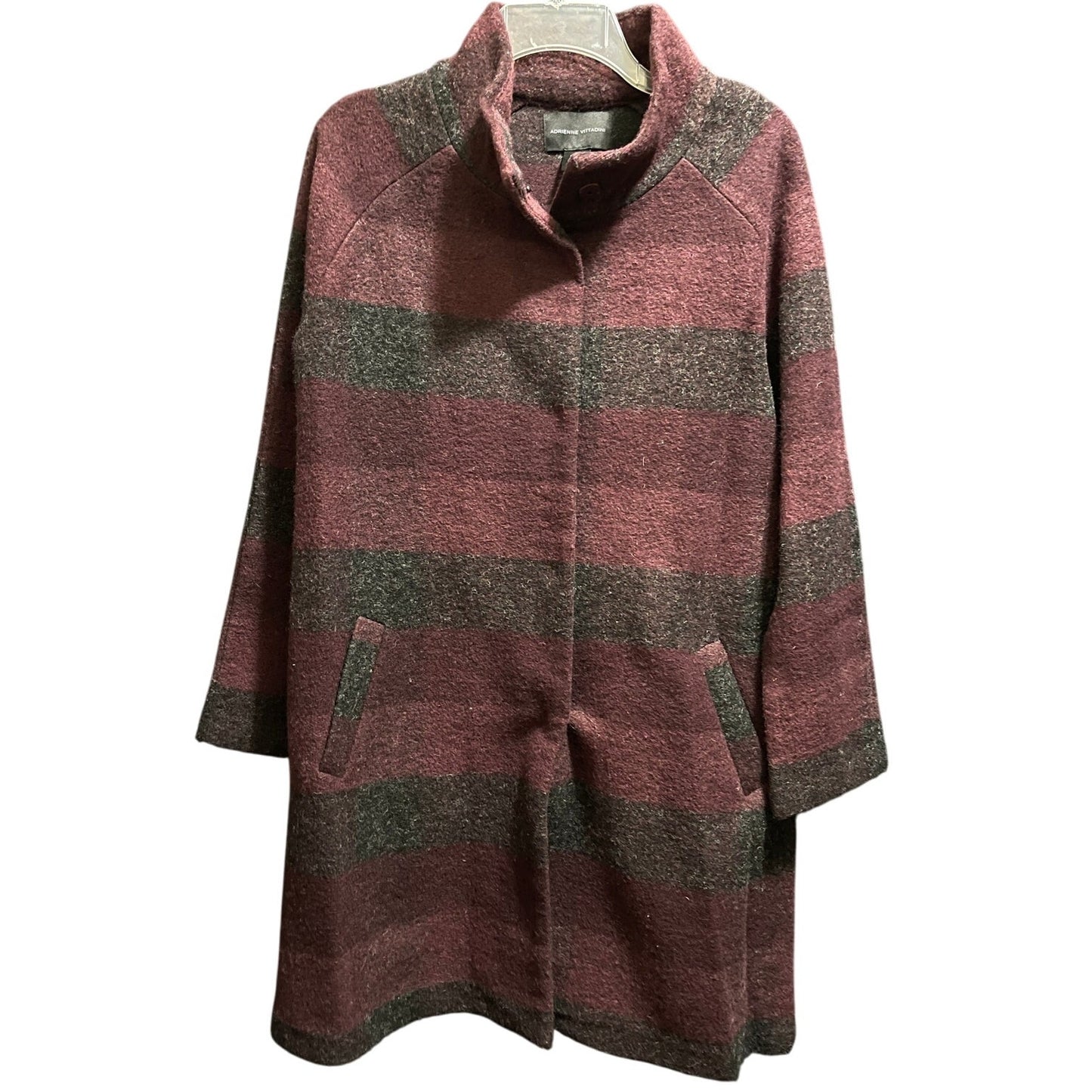 Adrienne Vittadini Wool Blend Plaid Long Jacket - Medium