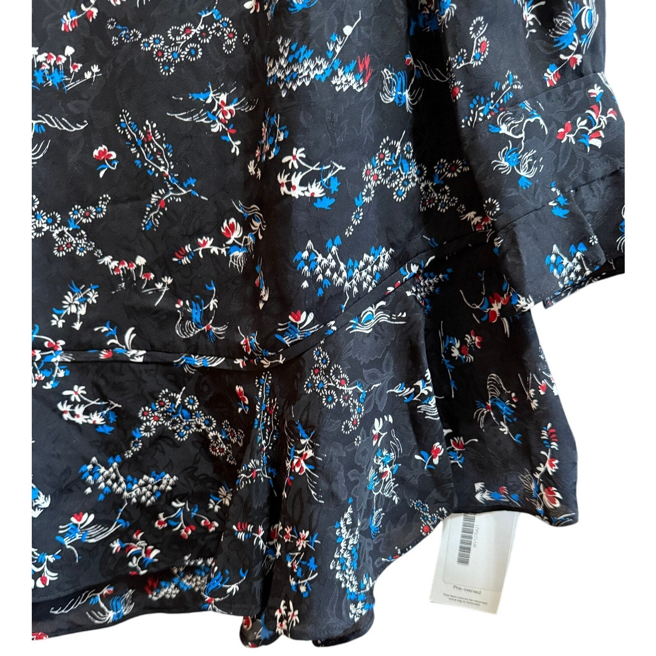 Veronica Beard Black Floral Silk Long Sleeve Mini Dress - Size 6