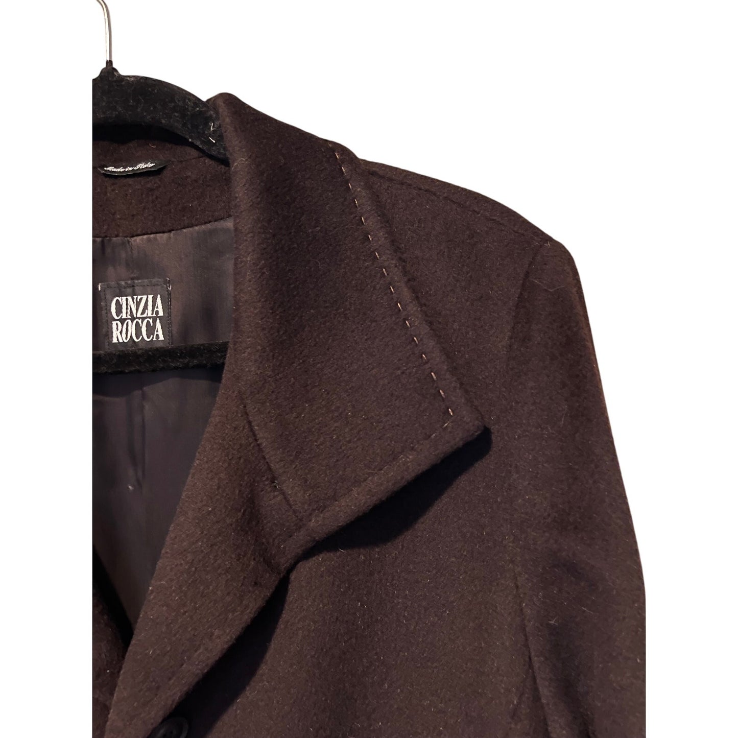 Cinzia Rocca Italian Wool & Angora Dark Chocolate Brown Over Coat