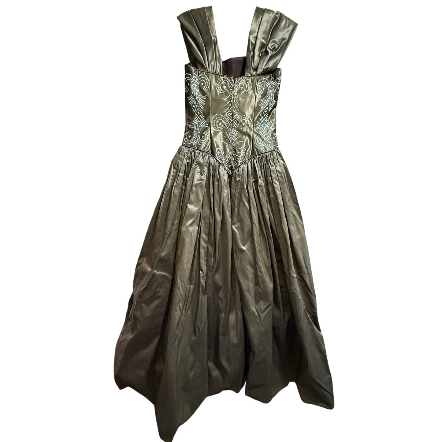 Rose Taft Couture 100% Silk Gown with Beaded Bodice