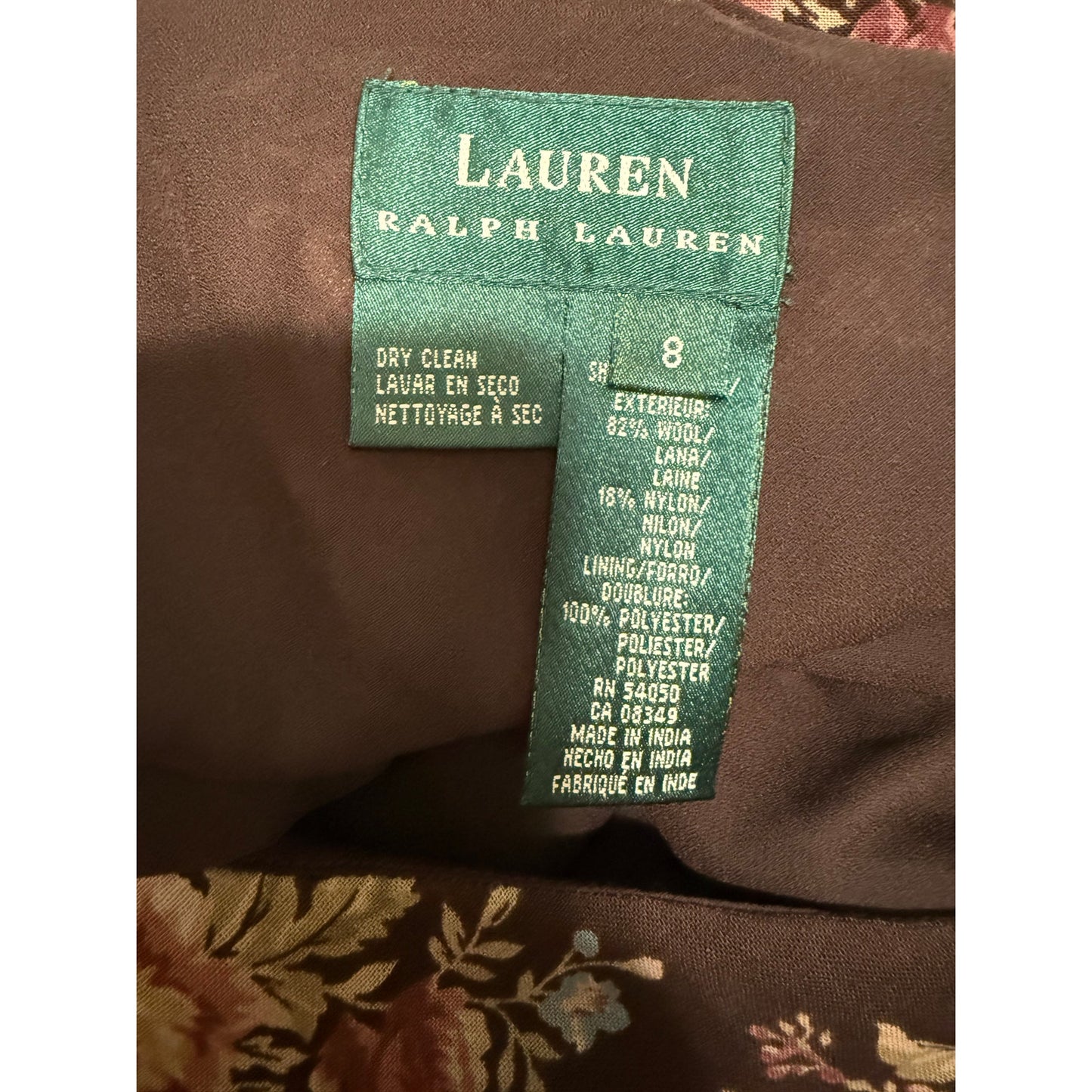 Vintage Lauren Ralph Lauren Brown Floral Skirt - Boho - Retro - Size 8