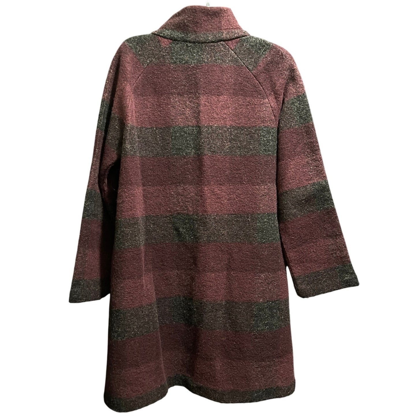 Adrienne Vittadini Wool Blend Plaid Long Jacket - Medium