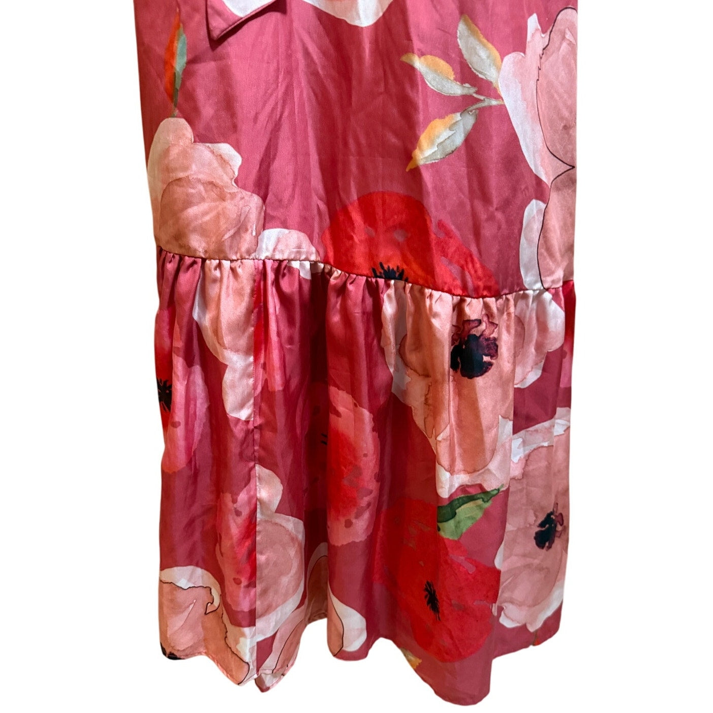 Sruti Dalmia Pink Floral Satin Belted Maxi Dress - NWT - Size XS - $360 MSRP