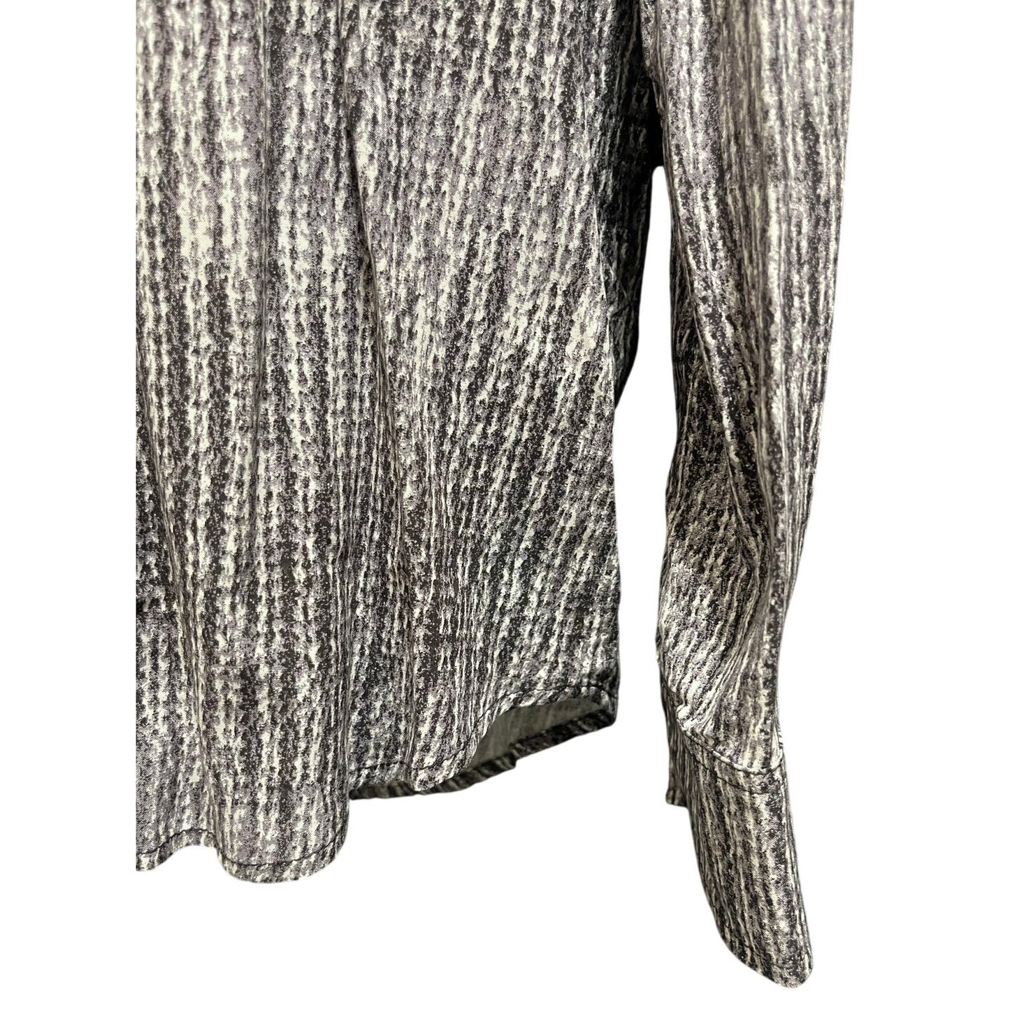 Joie Size XS Gray & White Patterned Full Button Long Sleeve Blouse