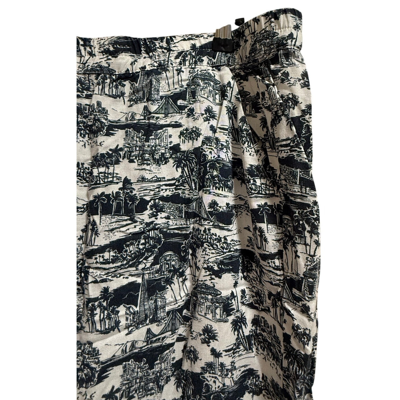 Marine Layer Size Medium Blue and White Island Print Elastic Waist Pants