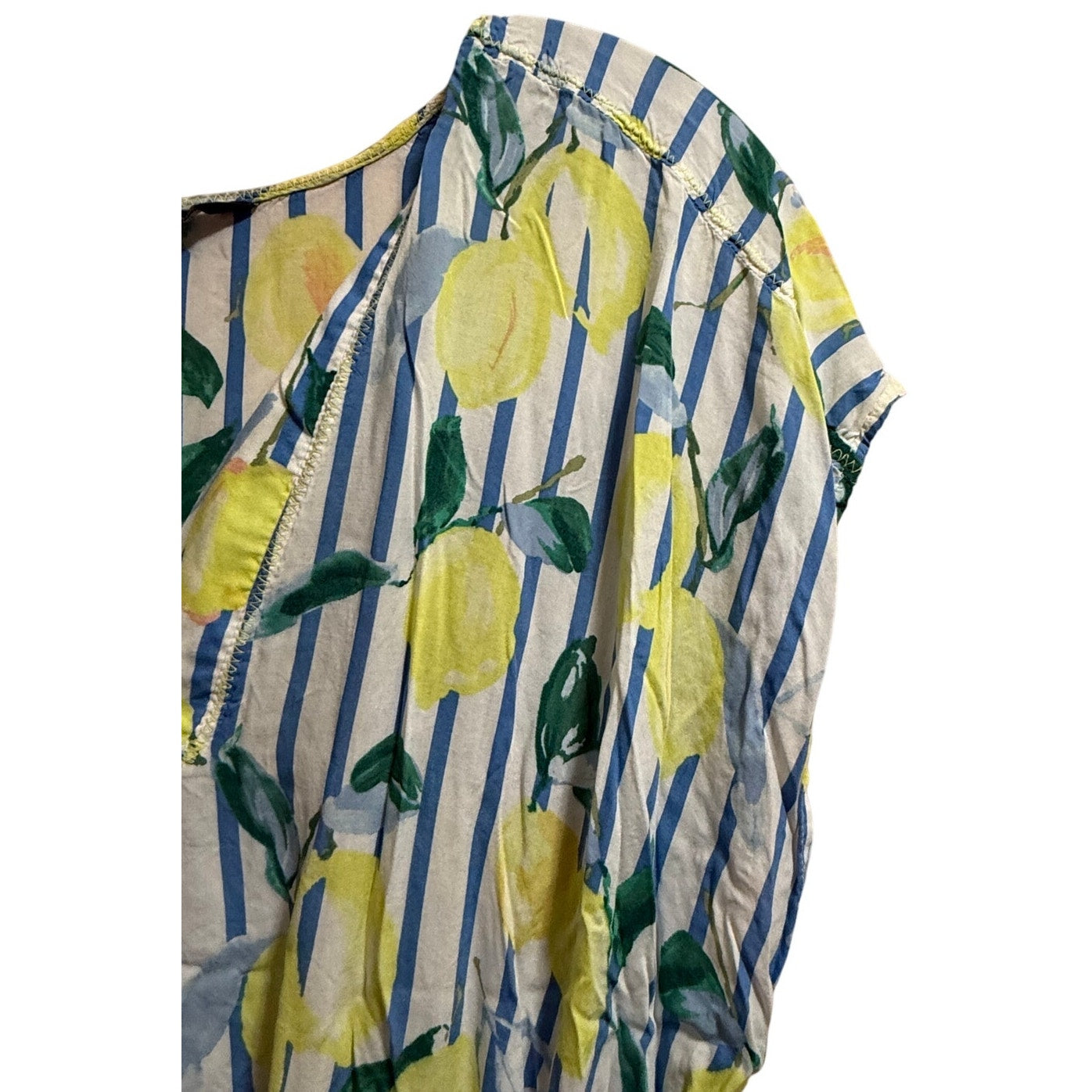 Joules Size Medium Lemon Print Sleeveless Cinch Waist Midi Dress
