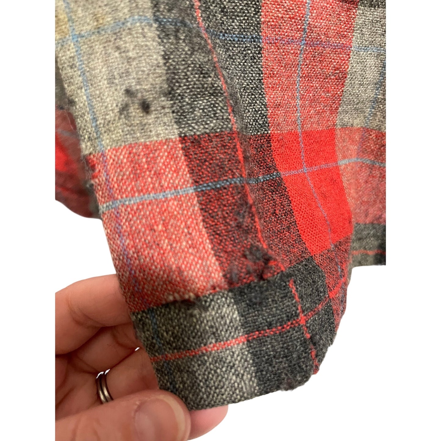 Vintage 1960's Pendleton 100% Wool Red Plaid Shirt - Medium - Distressed