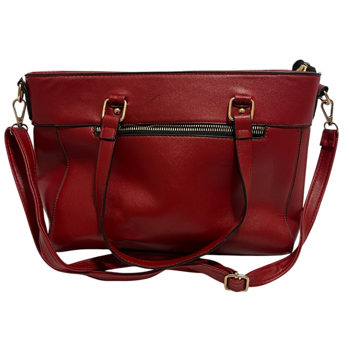 Unbranded Red Faux Leather Purse Top Handle & Shoulder Strap