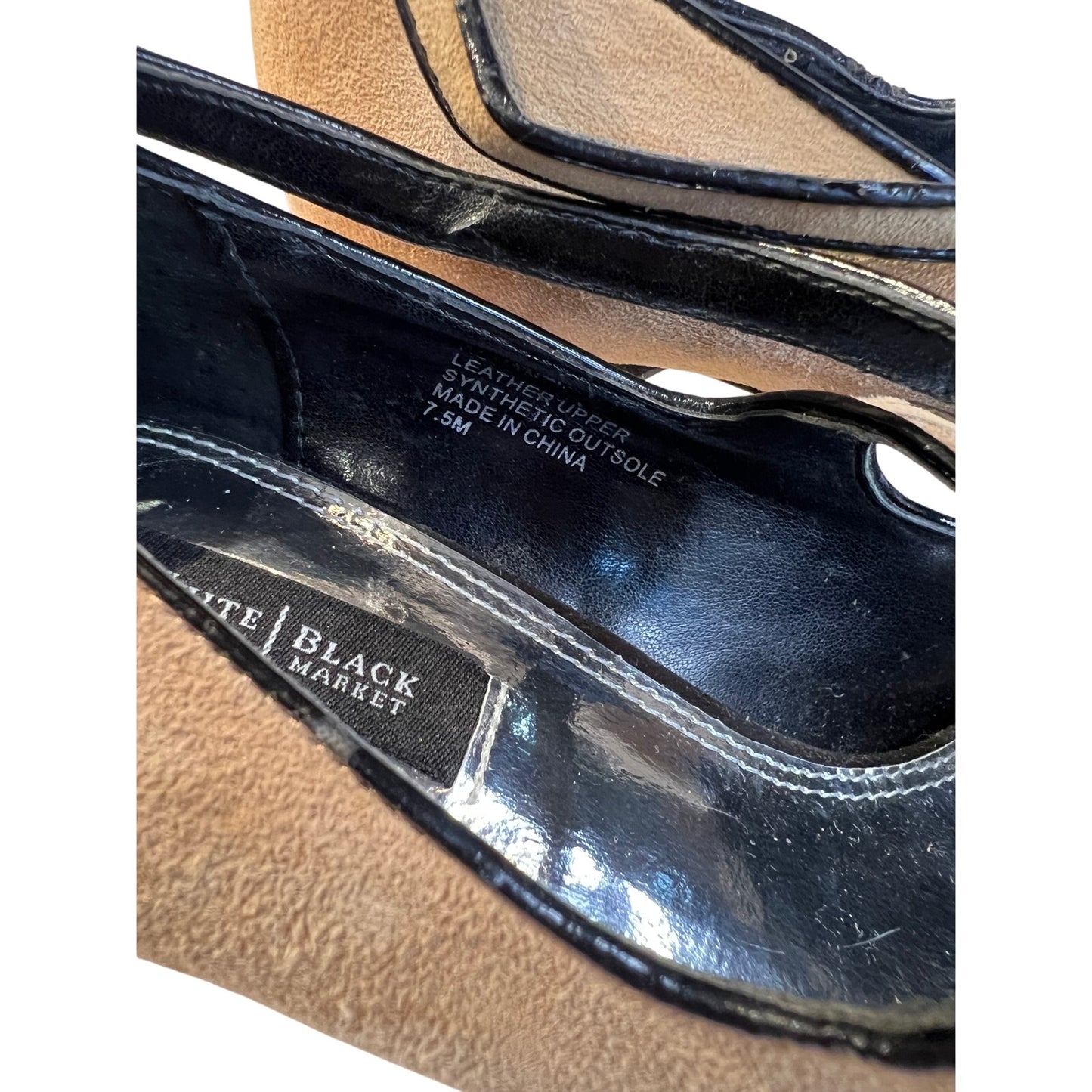 White House Black Market Tan & Black Leather Pumps - 7.5M
