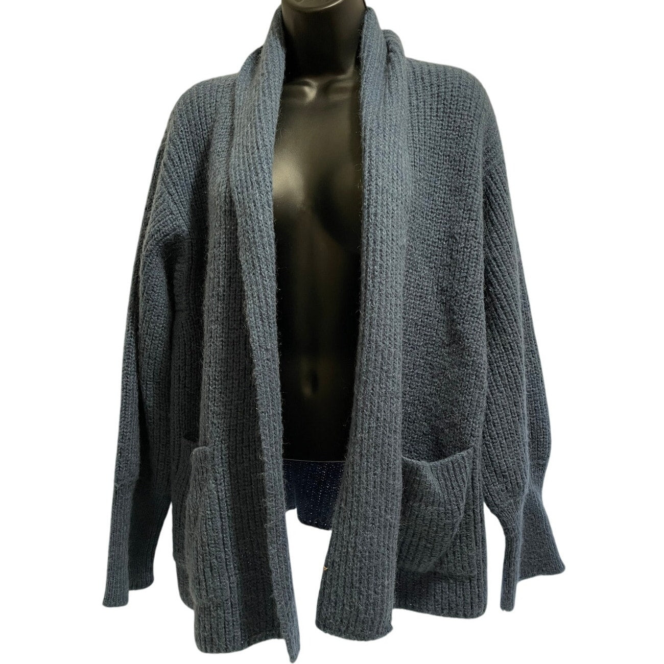 Vintage Jette Holman Knit Handmade in Denmark Blue Cardigan Sweater