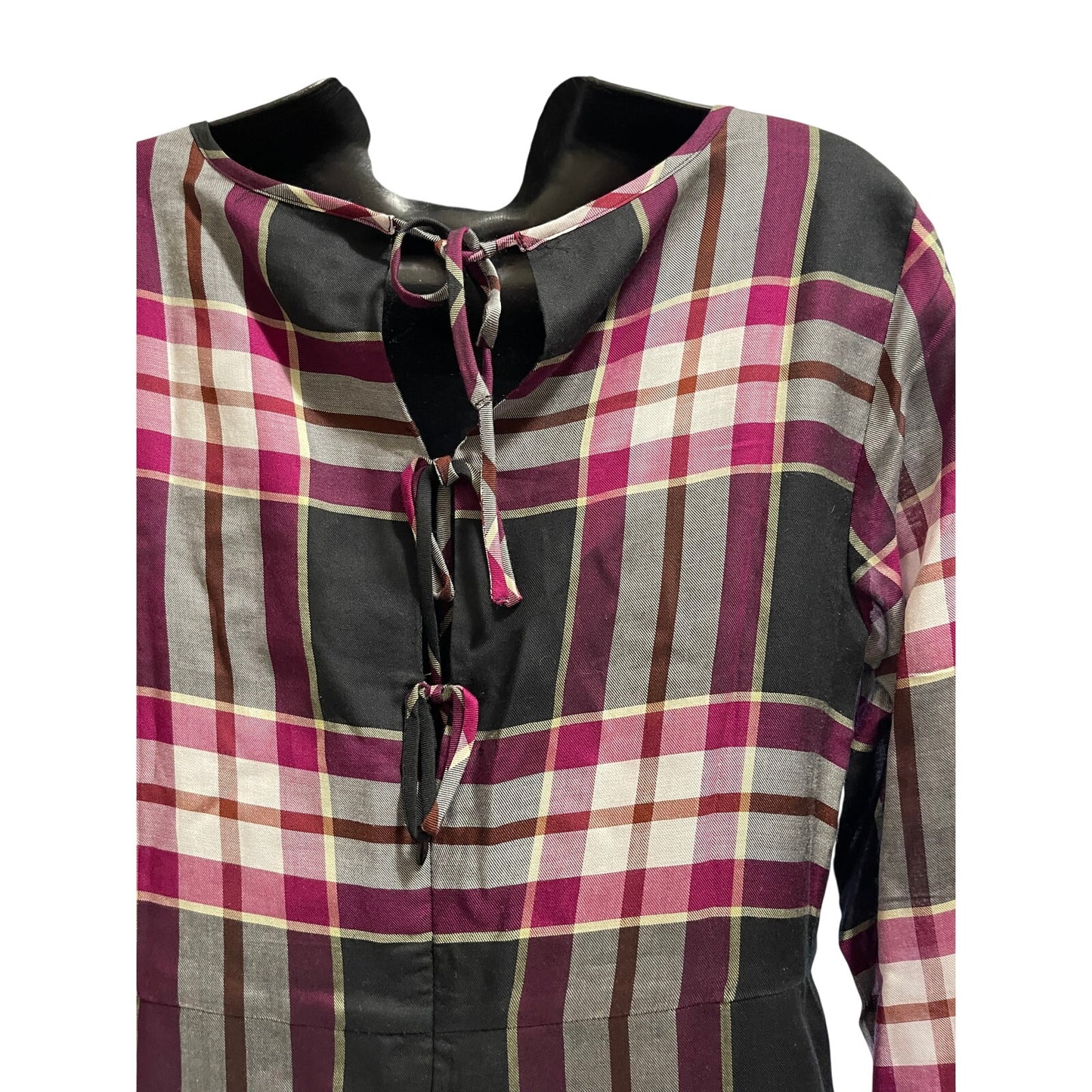 NWT Ann Taylor The Loft Red & Black Plaid Long Sleeve Dress Size 6P