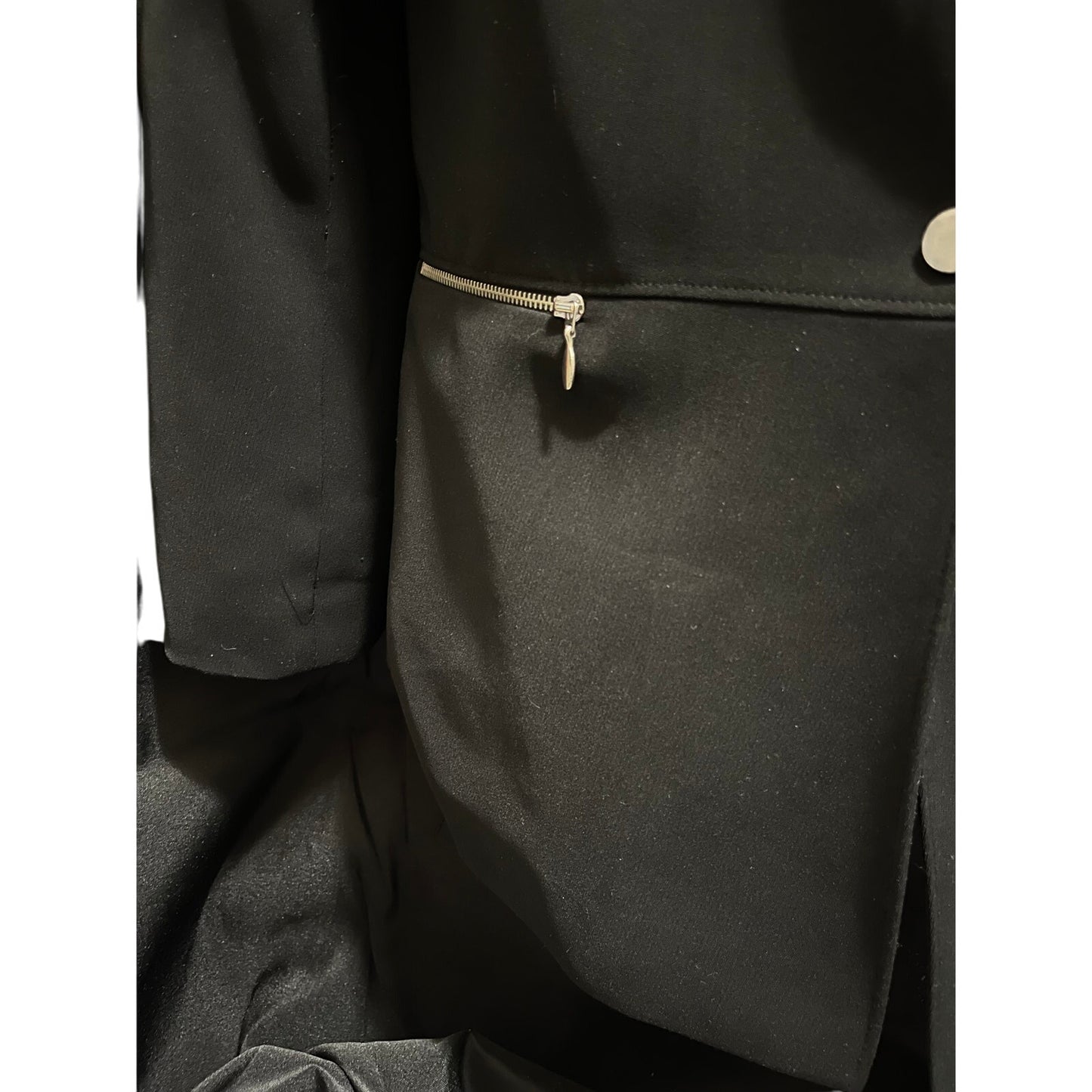 Tahari Black 3 Button Blazer Jacket - Size 12 Zipper Pockets