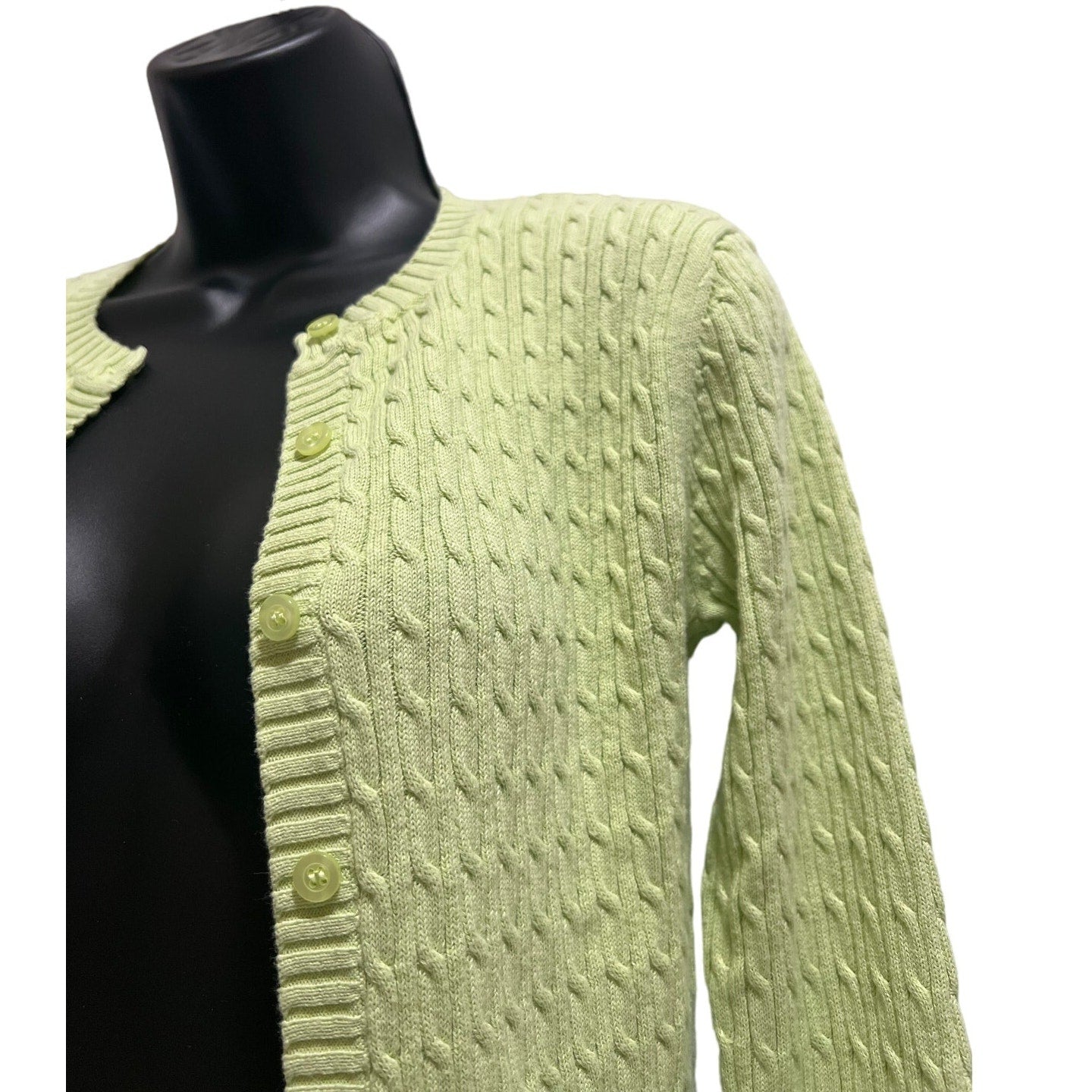 Tailor B. Moss Spring Green Light Knit Cable Sweater - Size XS
