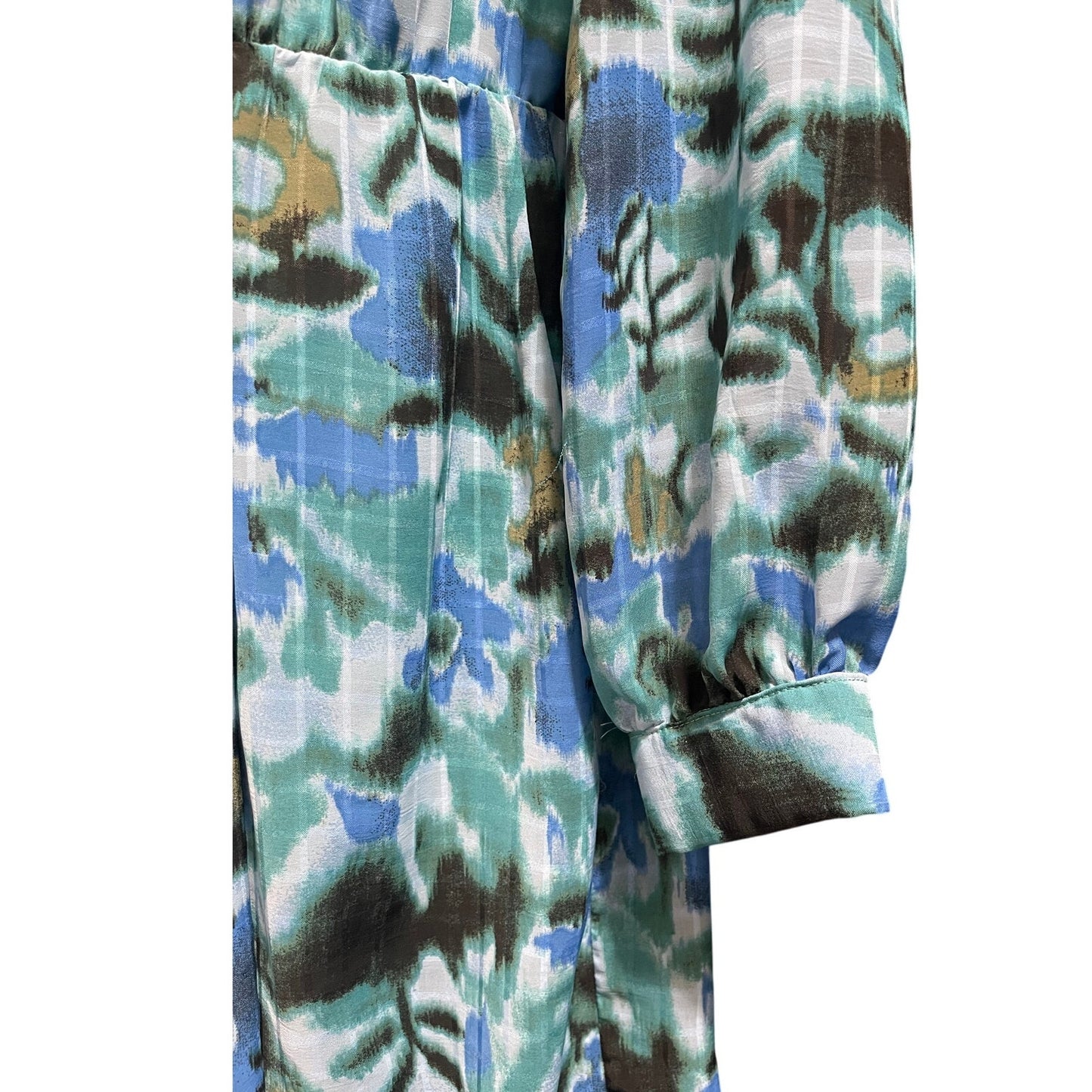 See U Soon Blue Abstract Print Long Sleeve Dress - Size Small