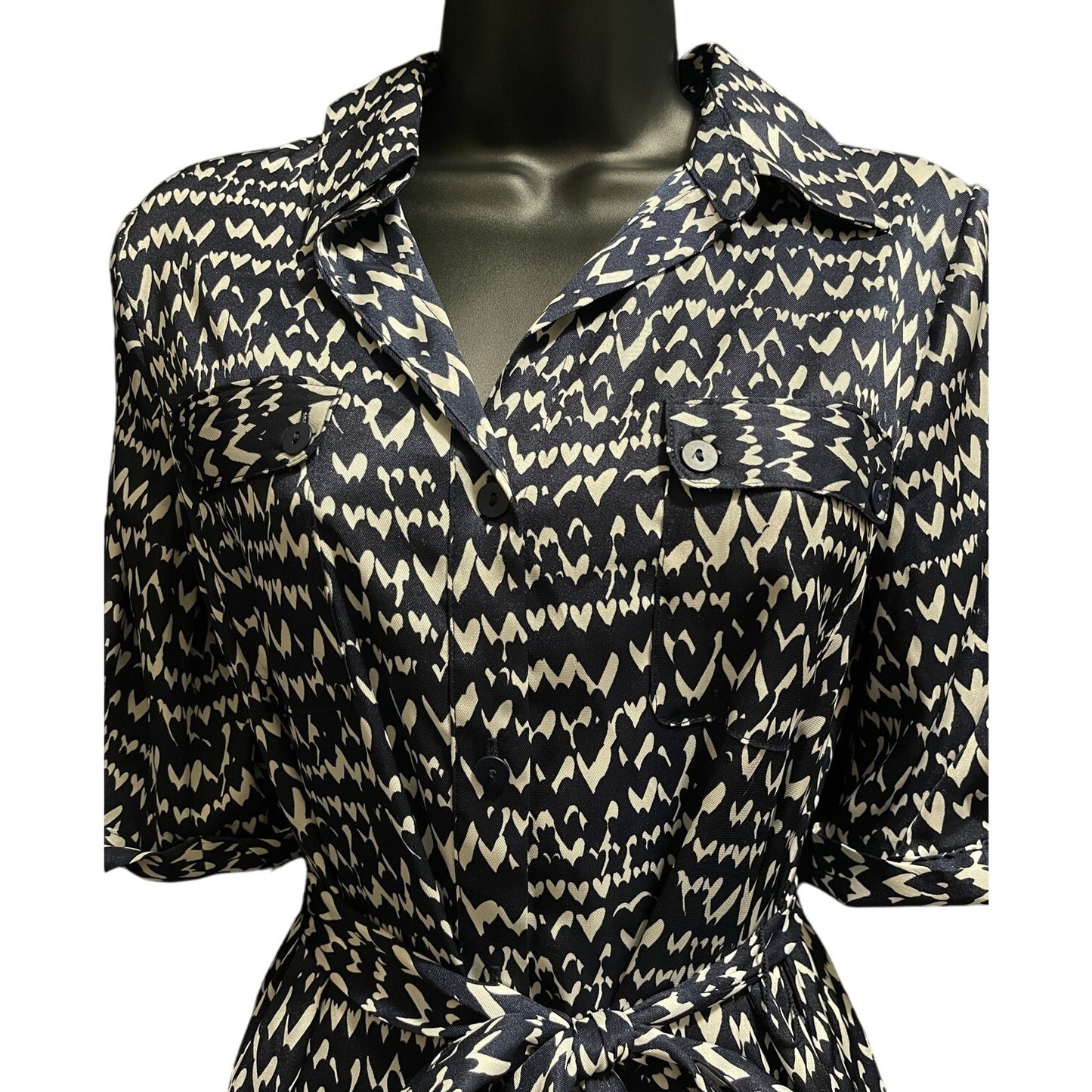 RyeGrass Black and White Abstract Print Shirt Dress - Size XS - NWT - Maxi