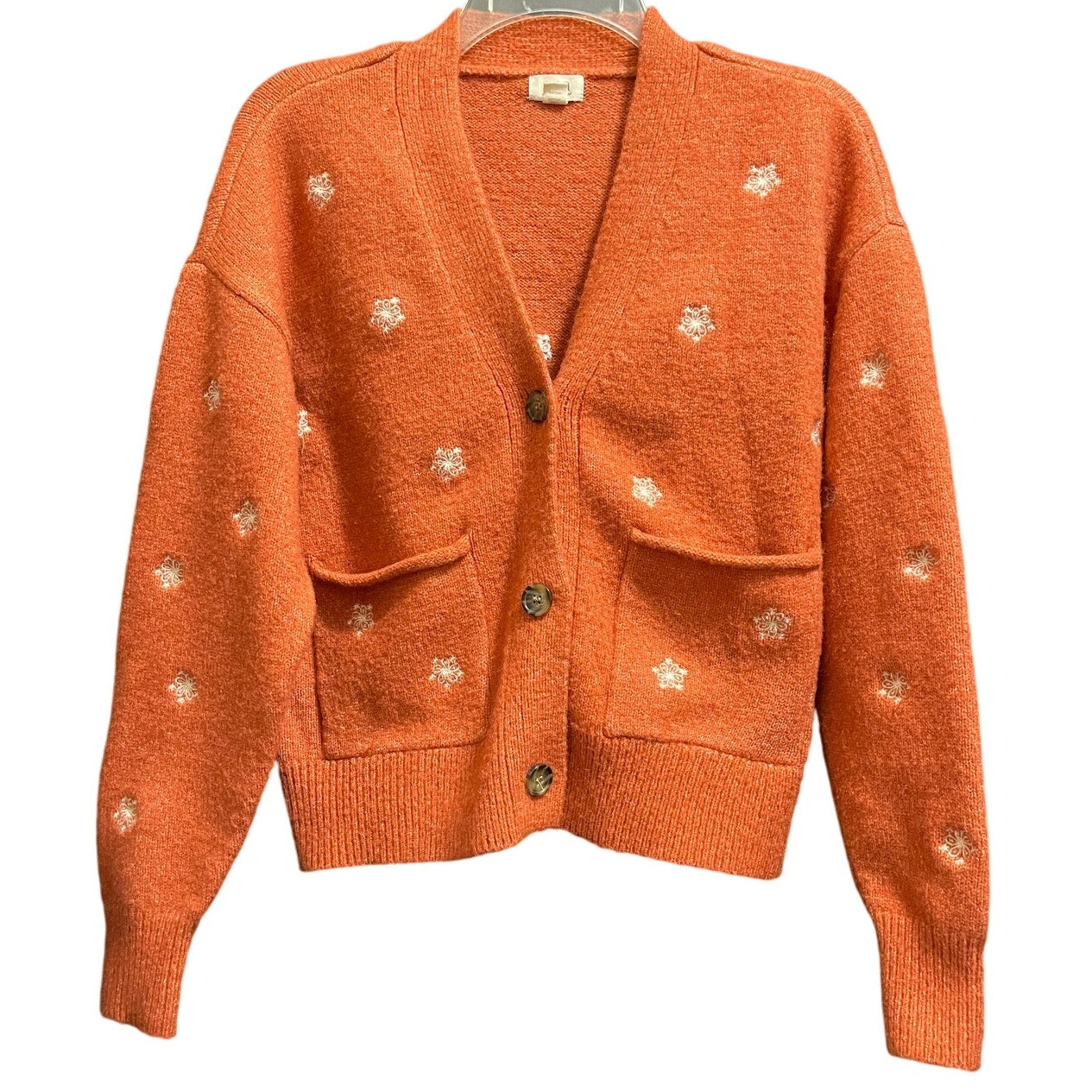 A.N.A. A New Approach Rust Orange Tight Knit Size Small Cardigan Sweater