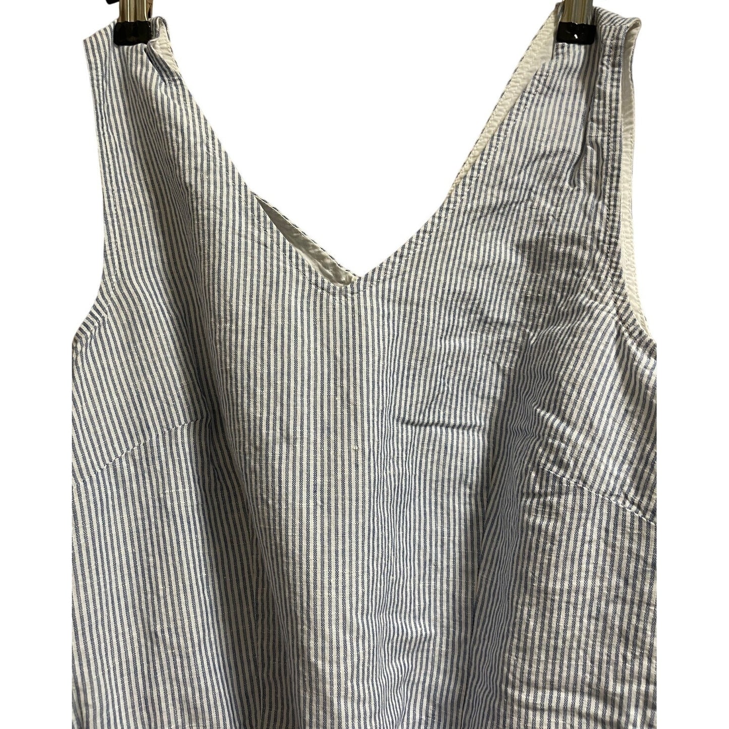 Talbots White & Blue Pinstripe Sleeveless Jumpsuit w/Belt - Size 2