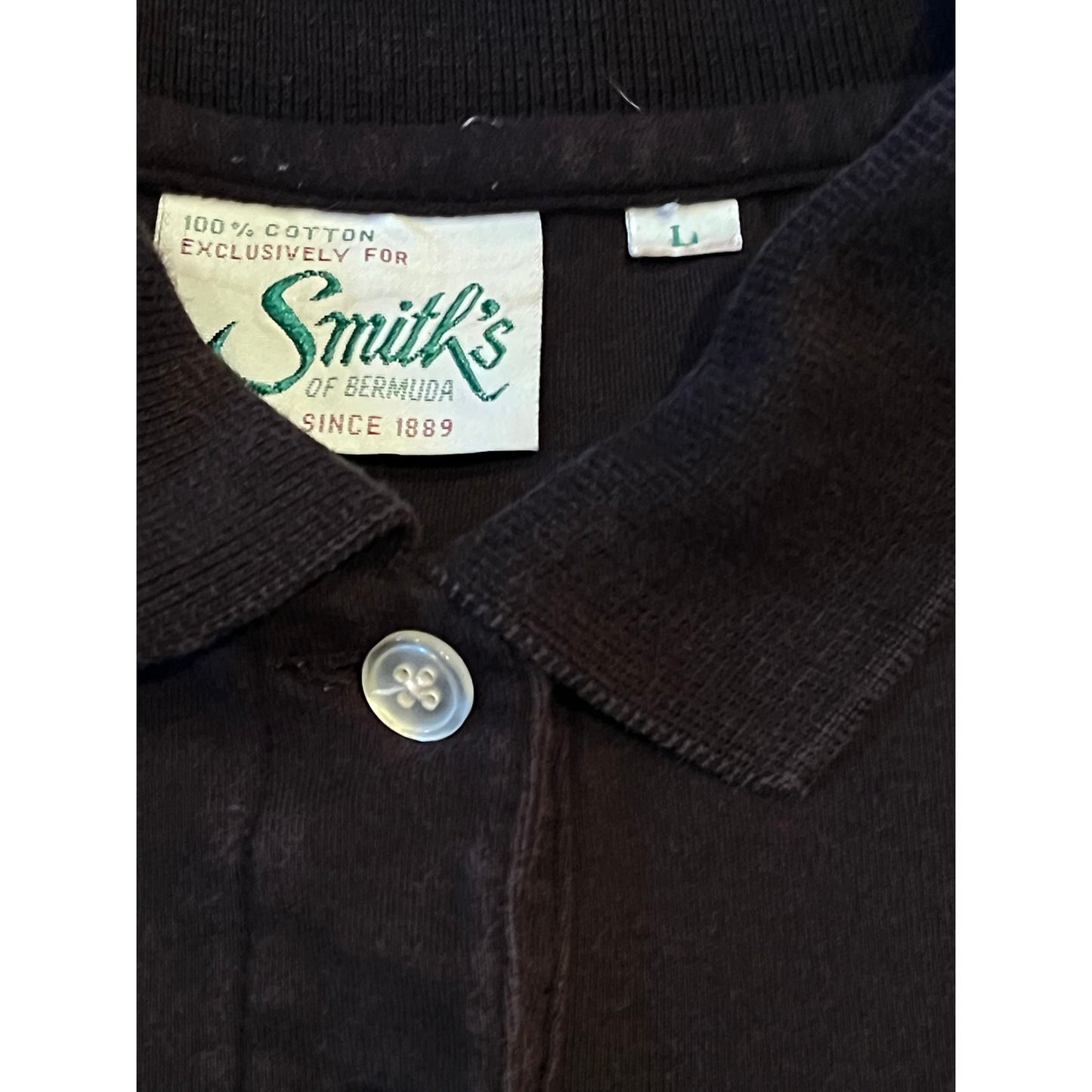 Vintage Smith's of Bermuda 100% Cotton Black Polo Shirt Large