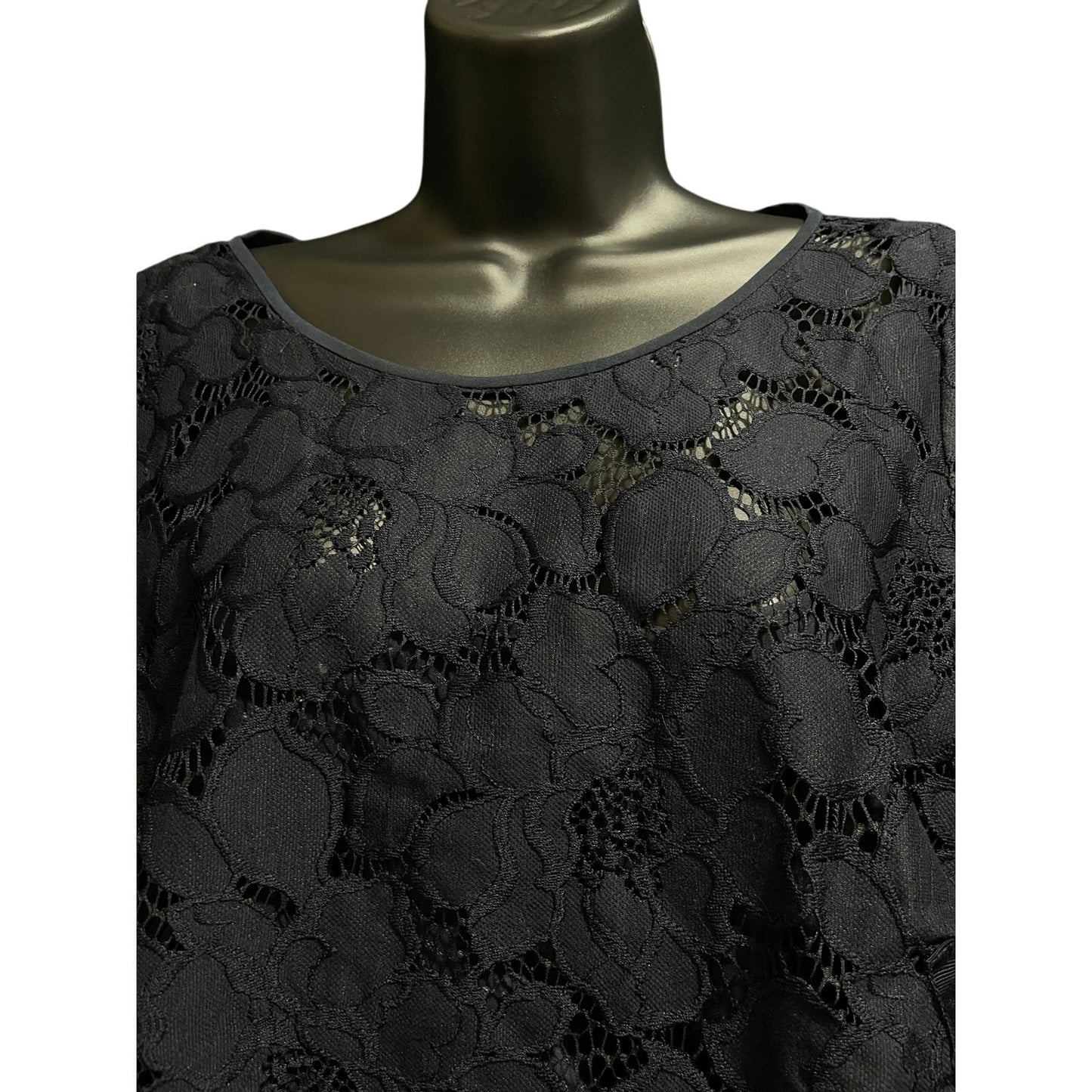 NWT Ann Taylor The LOFT Dark Navy Blue / Black Lace Midi Dress 12P - $98 MSRP