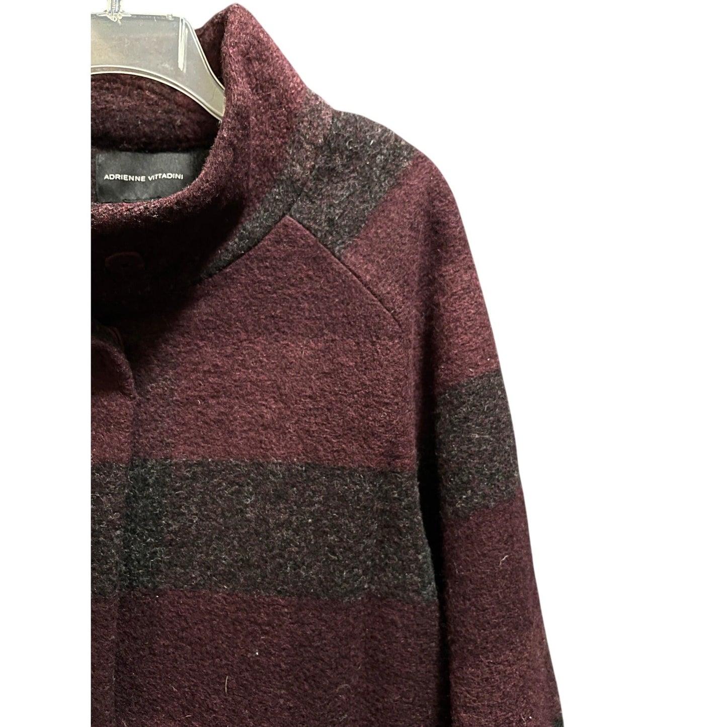 Adrienne Vittadini Wool Blend Plaid Long Jacket - Medium