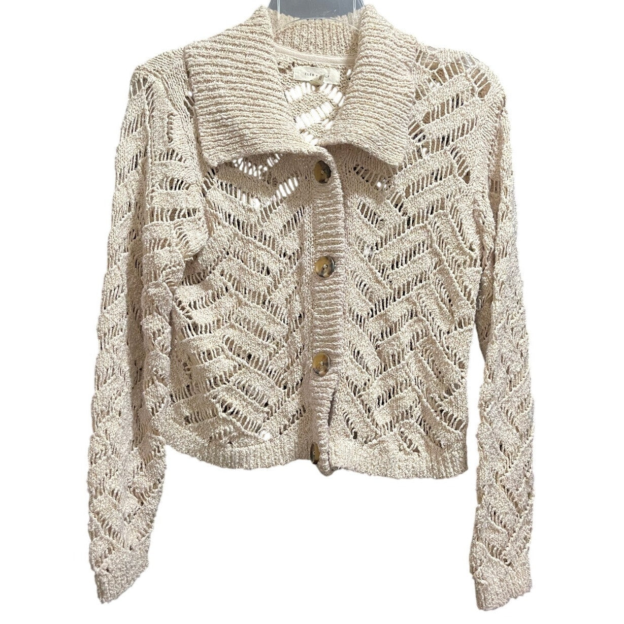 Cleo + Wolf Beige Open Knit Size Small Cardigan Sweater