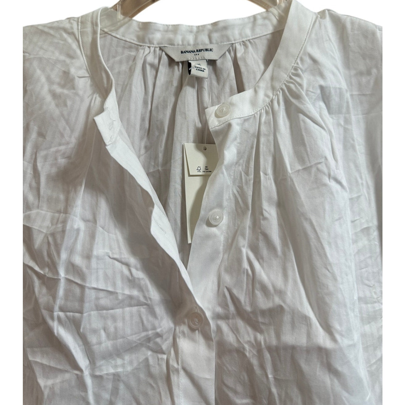Banana Republic White Short Sleeve Peasant Blouse - Size XS - NWT - $70 MSRP