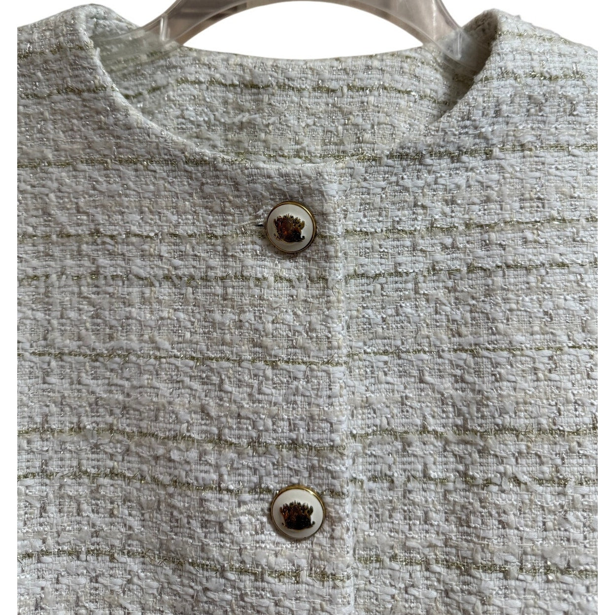 Sandro Size 40 (Medium) White and Gold Knit Blazer - NWT - $520 MRSP