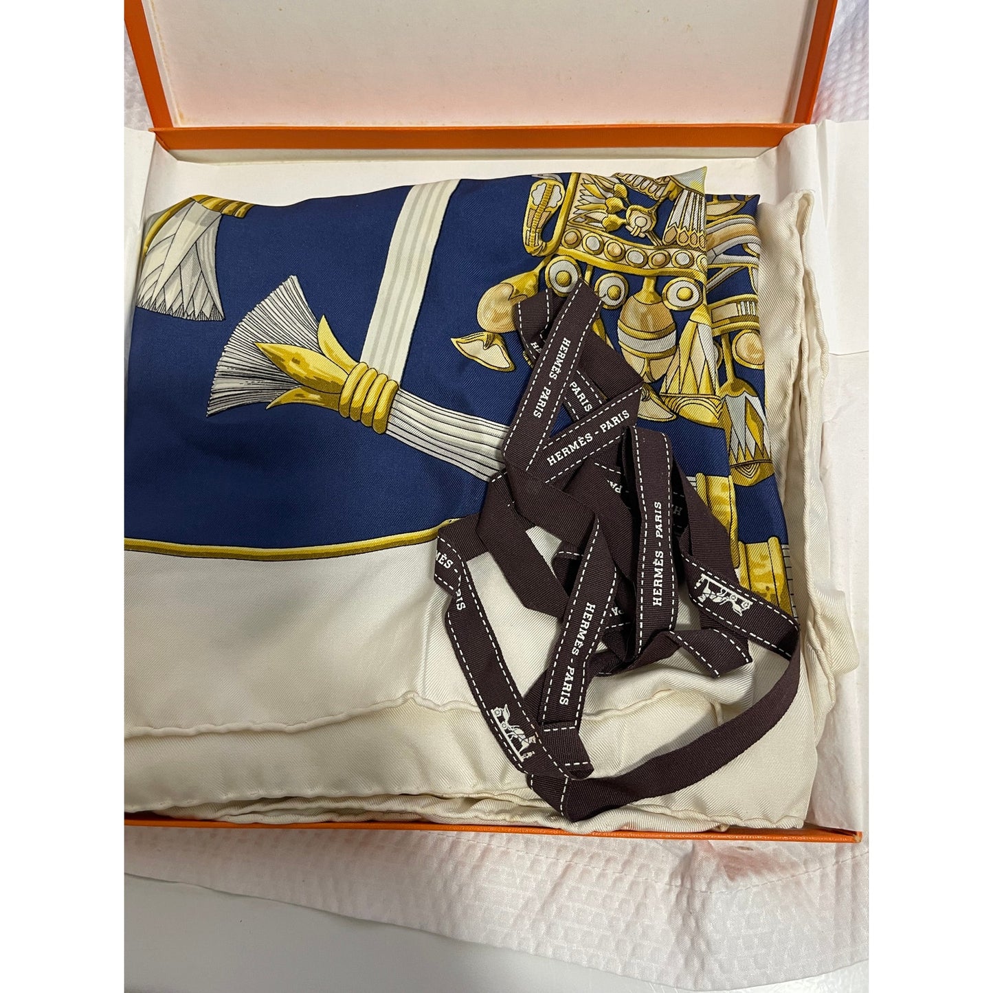 Vintage 1970 Hermes Silk Scarf - Egypte by Caty Latham - Original Box & Ribbon
