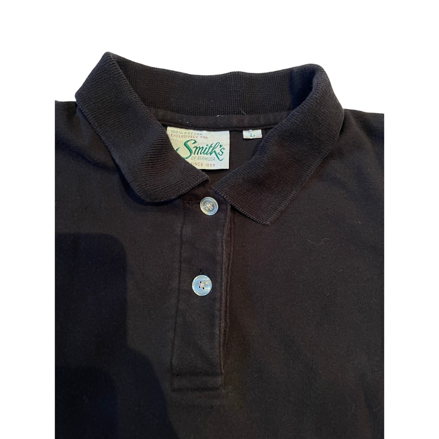 Vintage Smith's of Bermuda 100% Cotton Black Polo Shirt Large