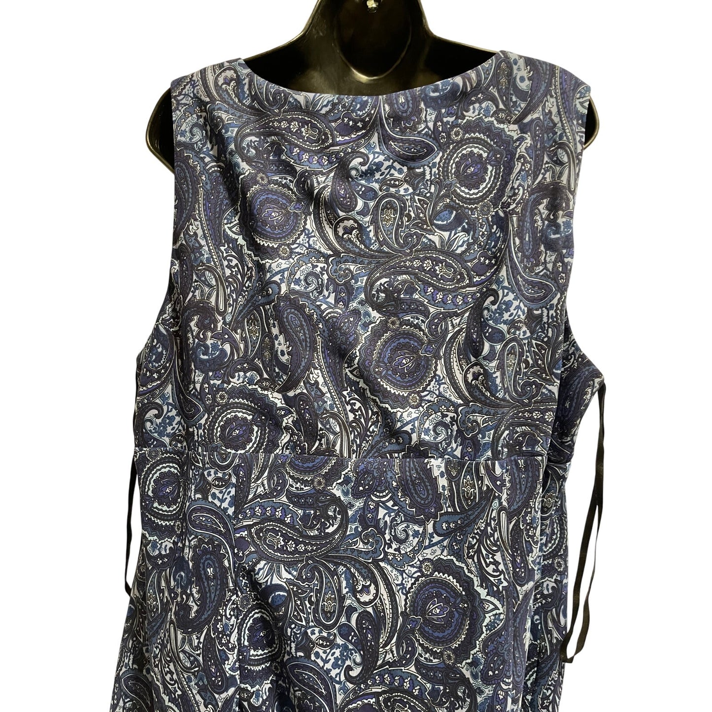 Venezia Women's Size 22 Sleeveless Blue Paisley Print Dress