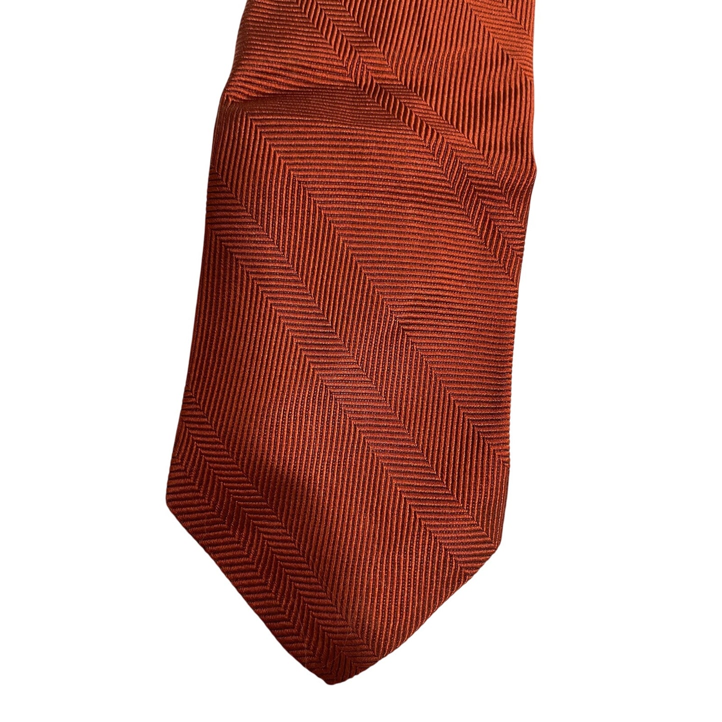 Vintage Damon Orange Textured 100% Silk Necktie - Men's Tie