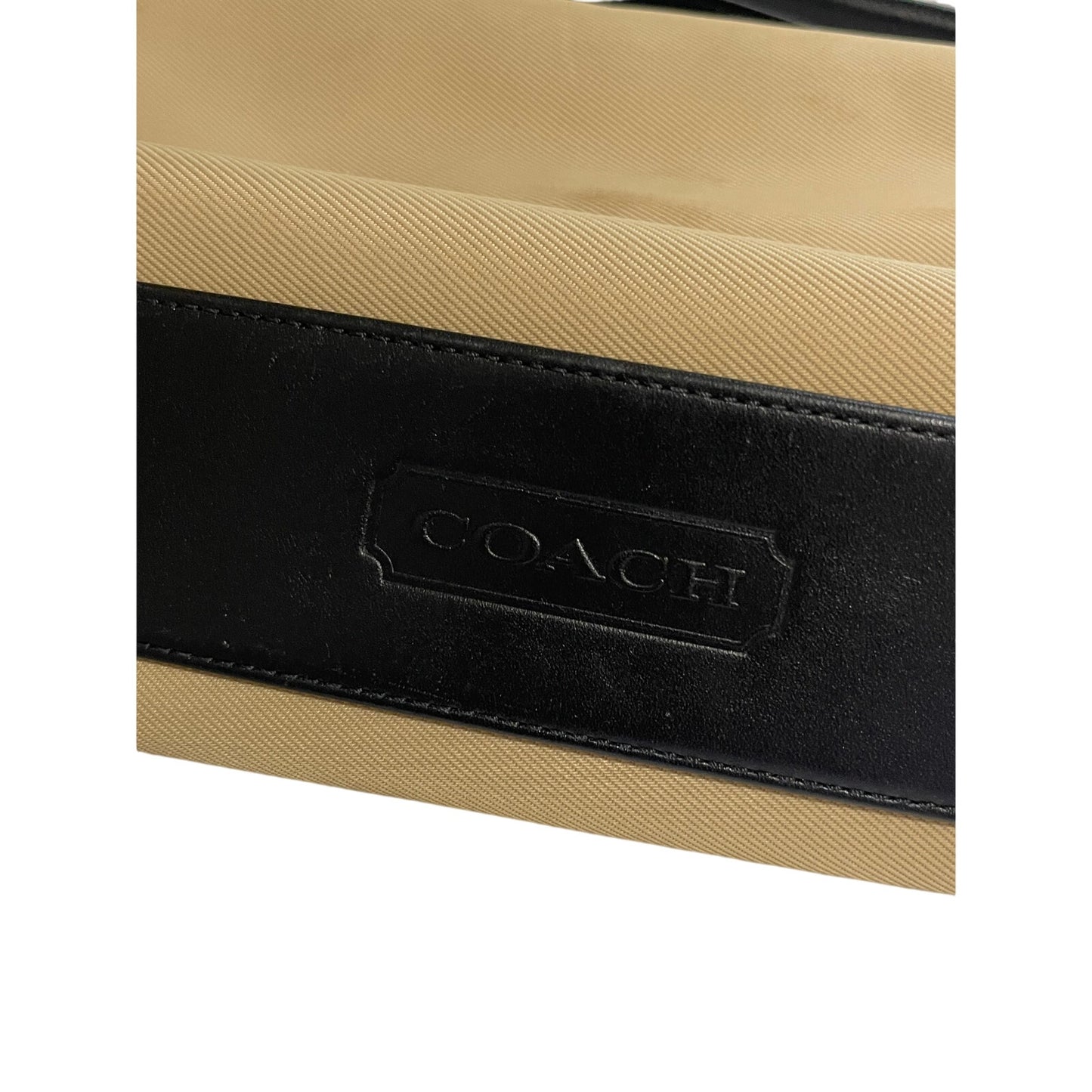Coach Tan & Black Nylon & Leather Trim Shoulder Bag Purse Vintage 7406