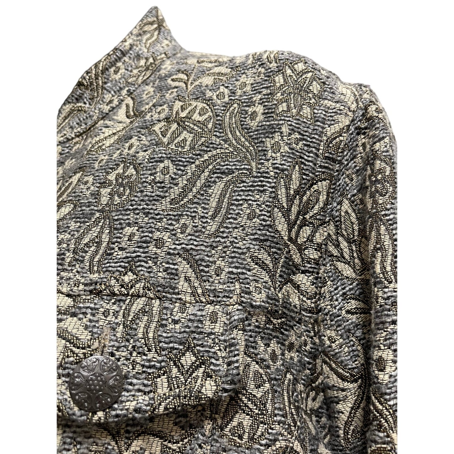 Chico's Embroidered Gold Button Front Carpet Jacket - Size 2