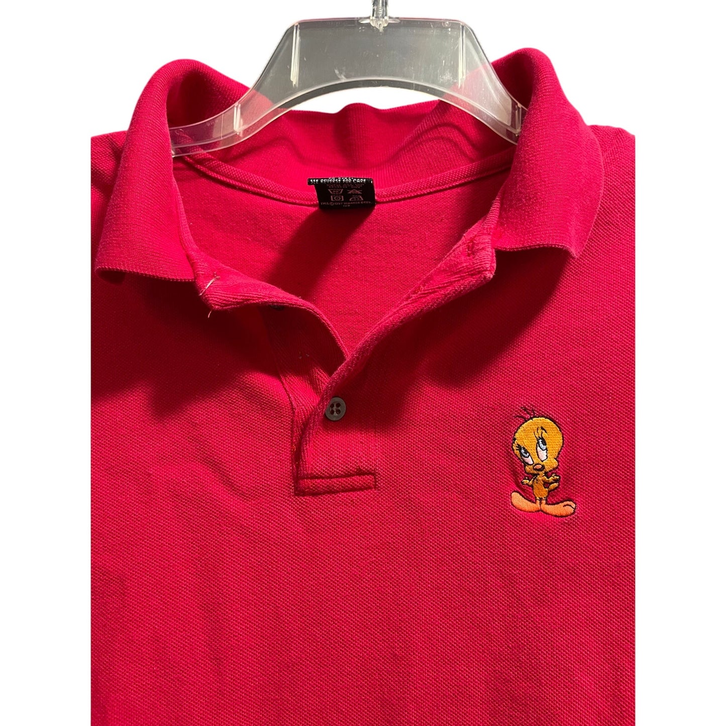 Vintage 90's Looney Tunes Tweety Bird Embroidered Polo Shirt - Medium