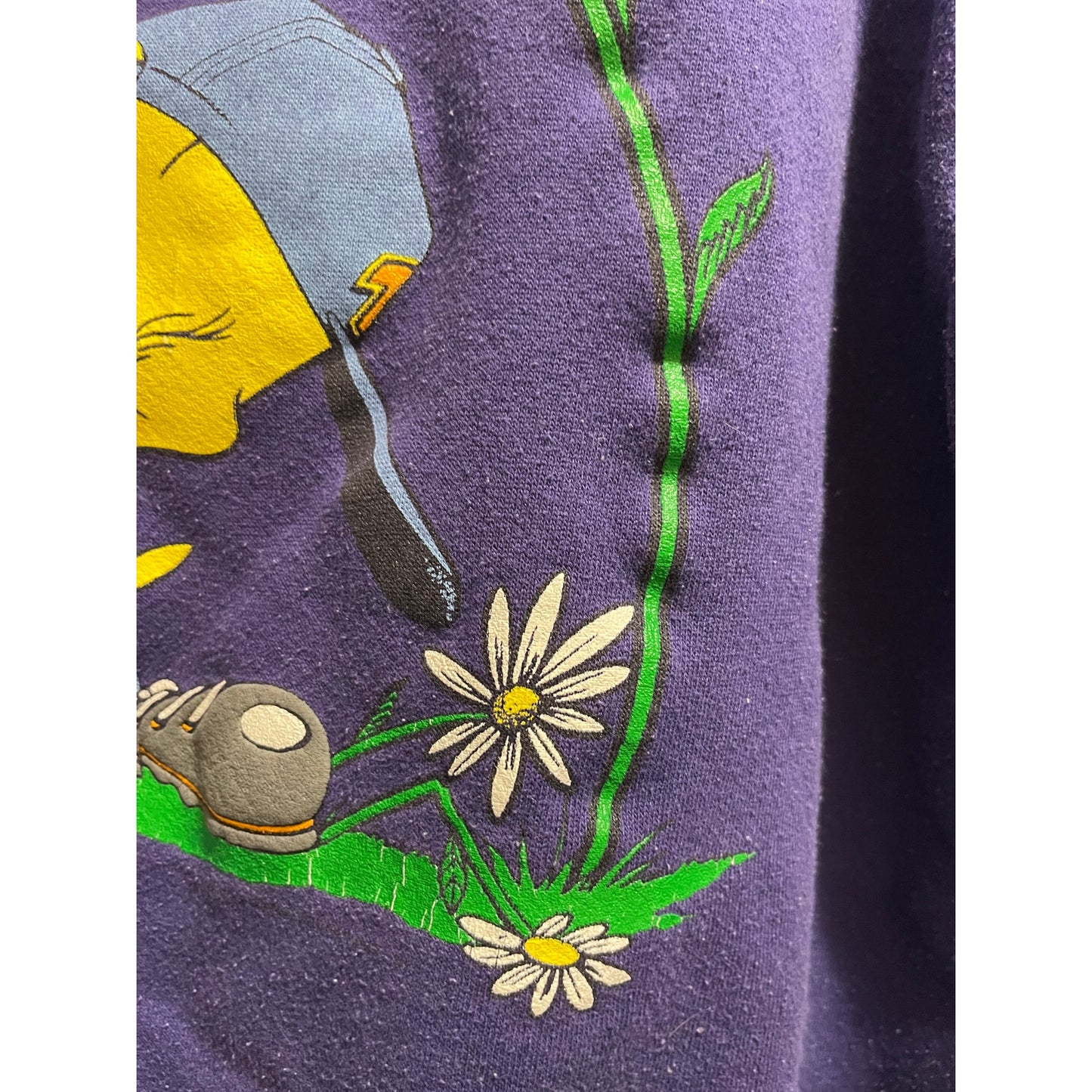 Vintage 90's Looney Tunes Tweety Bird Purple w/Flowers Sweatshirt - Large