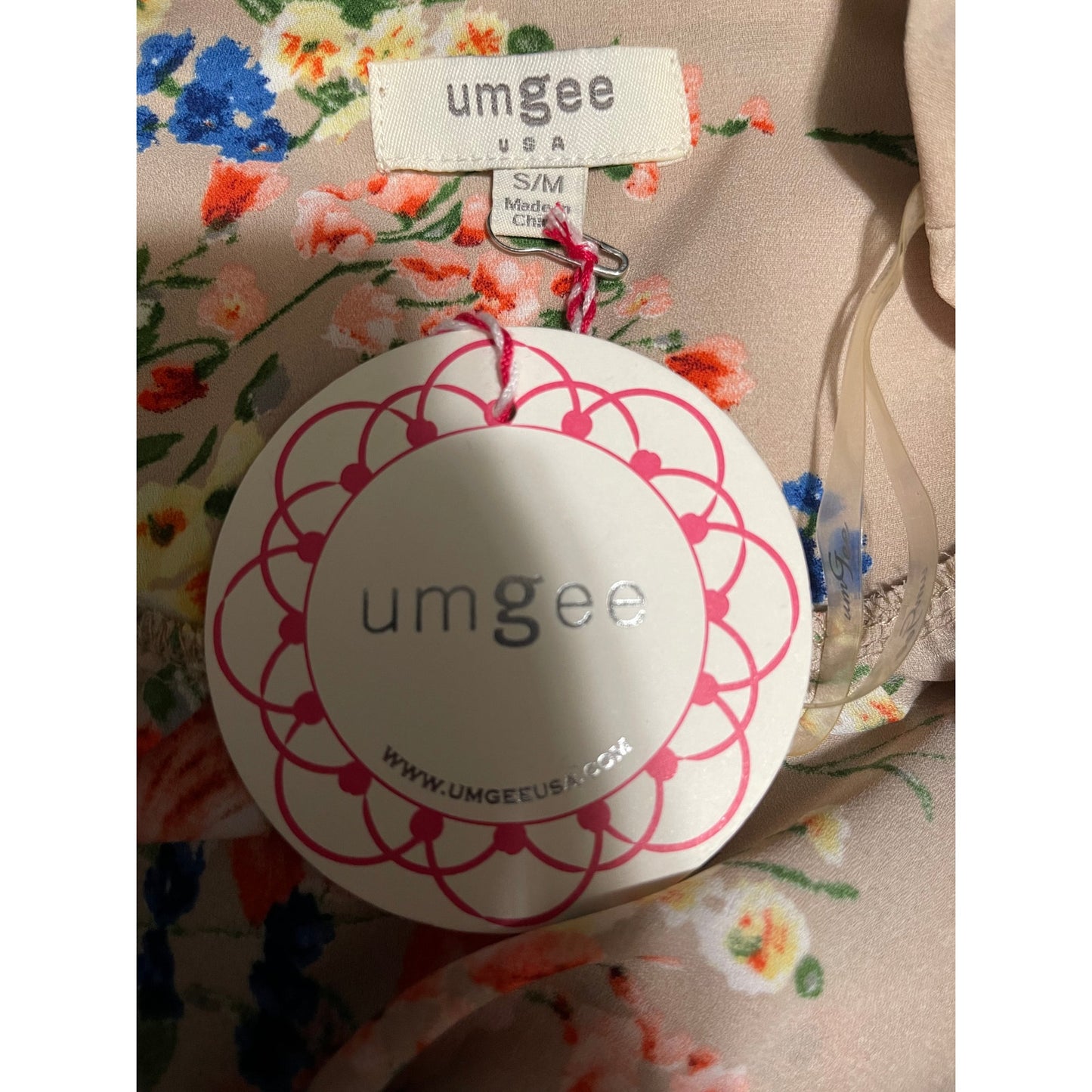 Umgee Tan and Pink Floral Print Cardigan / Shrug - Size Small - NWT