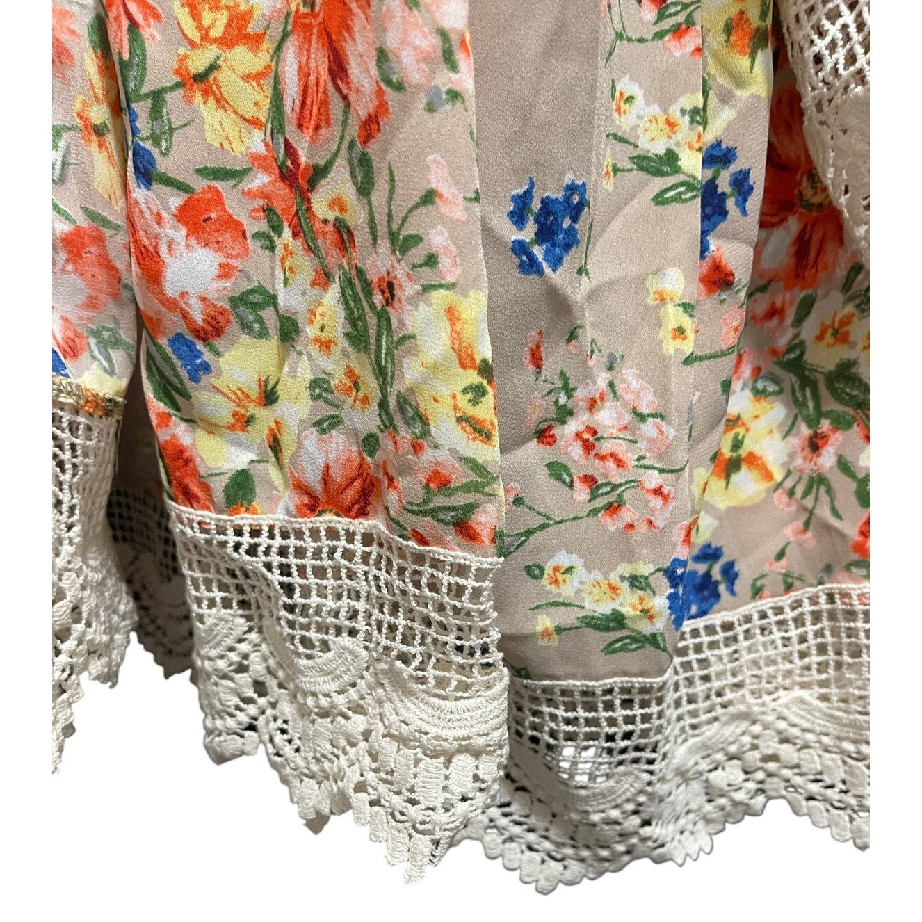 Umgee Tan and Pink Floral Print Cardigan / Shrug - Size Small - NWT
