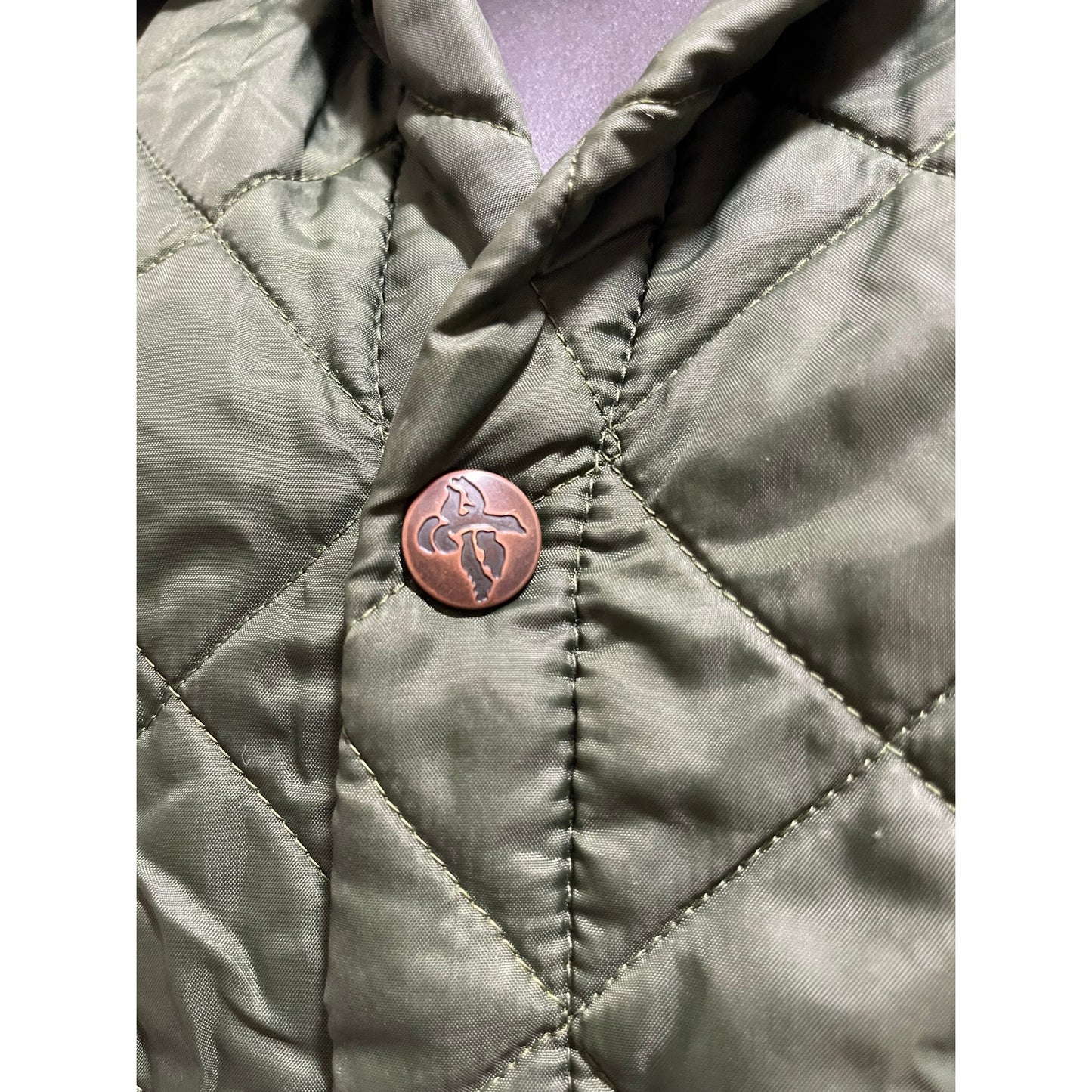Vintage John Partridge Green Quilted Jacket - Corduroy Collar - Made in England