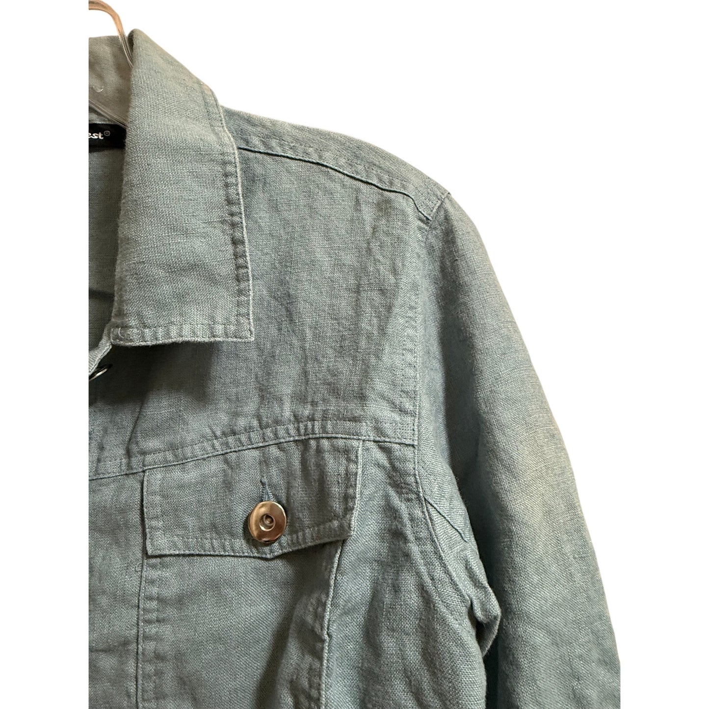 Saint Topez West Teal Blue 100% Linen Jacket Size Medium