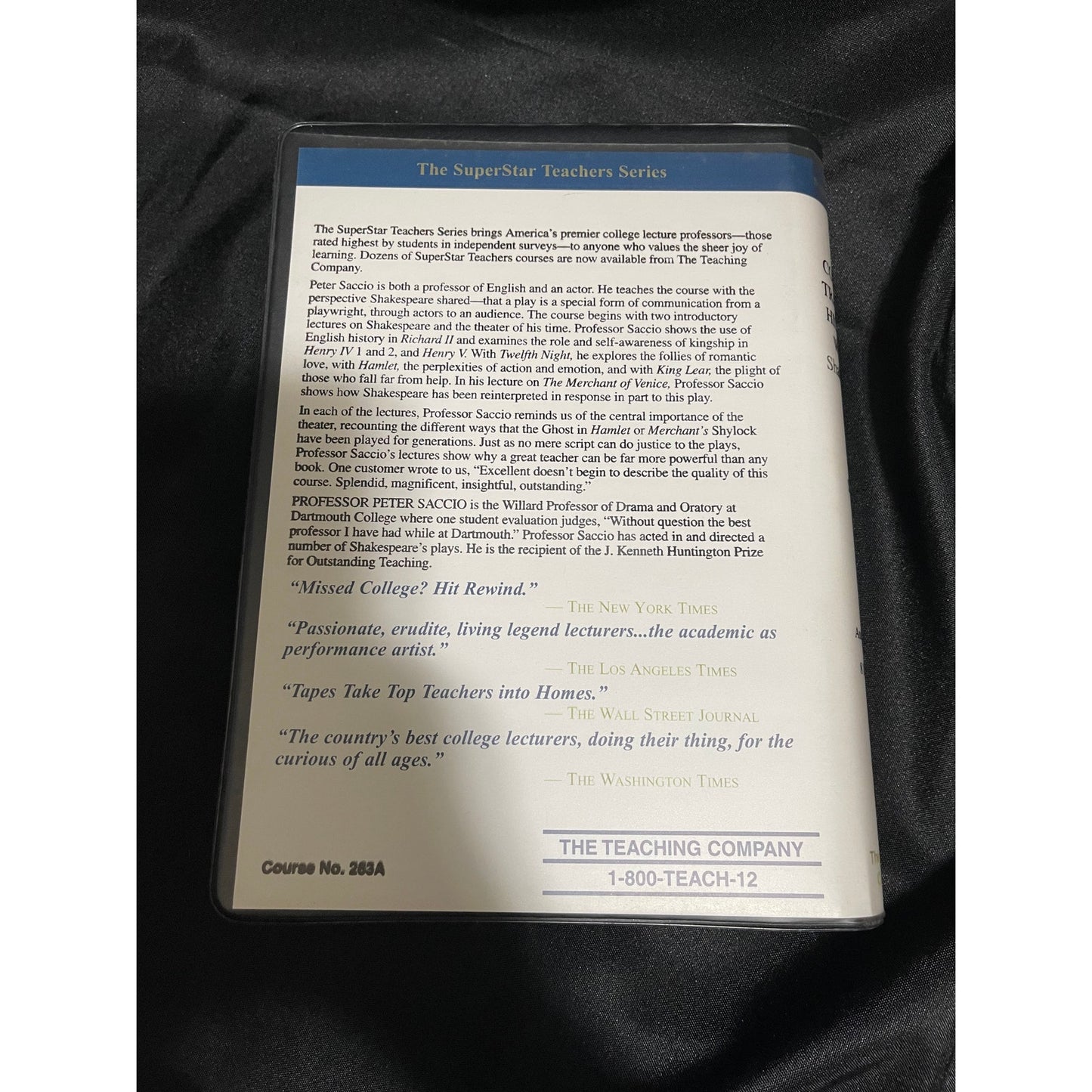 The Teaching Company Peter Saccio The Life of William Shakespeare Tape Set