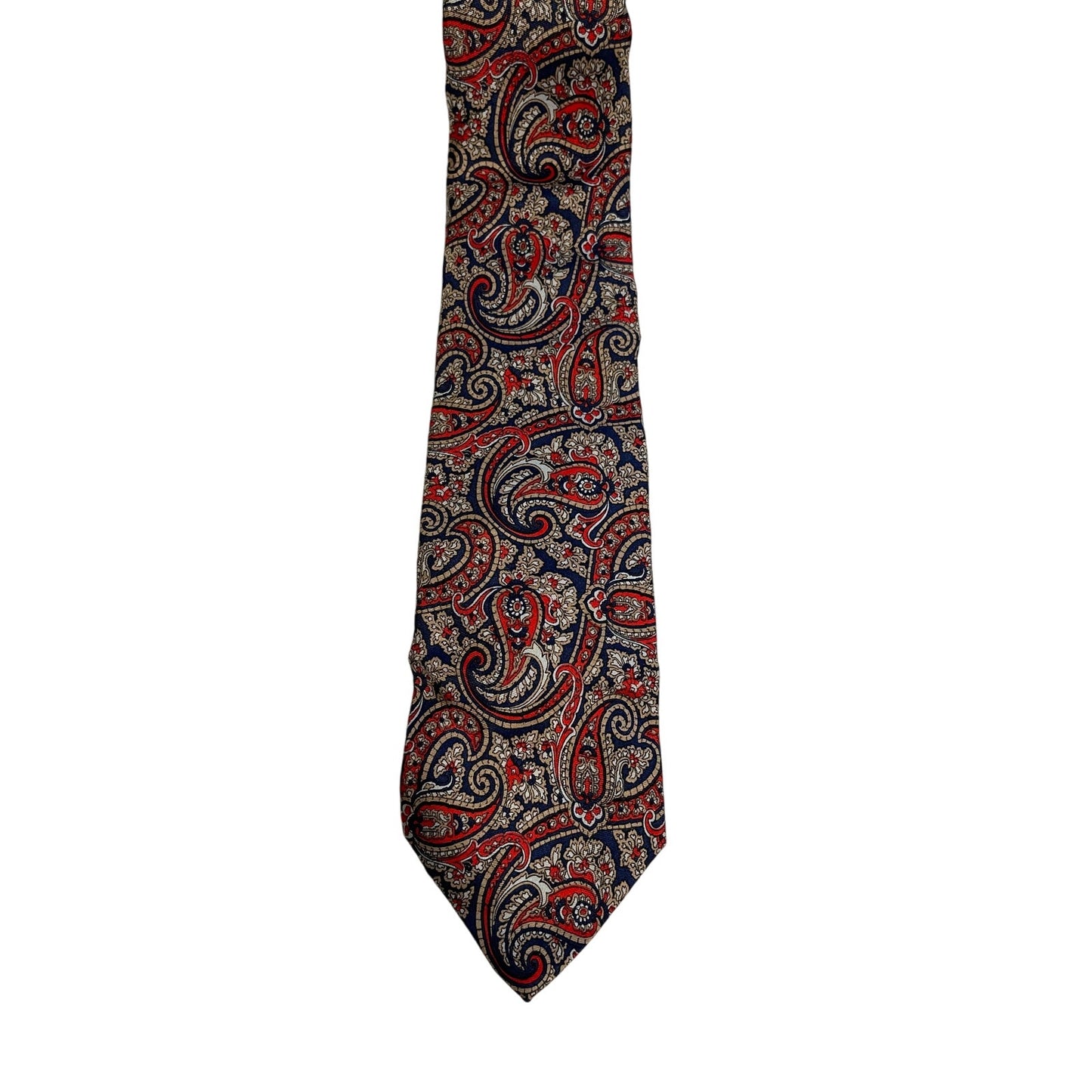 Vintage Christian Dior 100% Silk Red Paisley Print Retro Designer Necktie