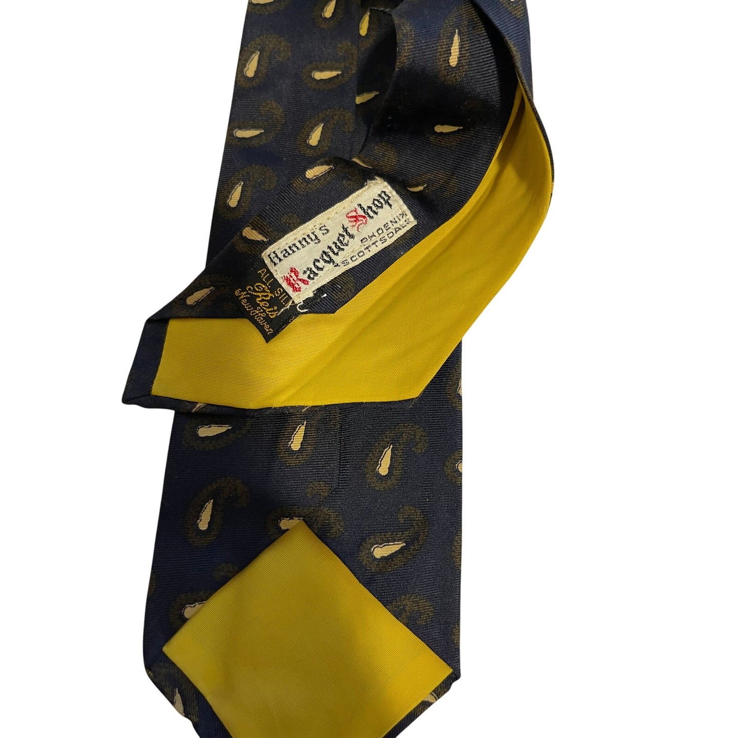 Vintage Reis of New Haven All Silk Blue & Yellow Print Necktie