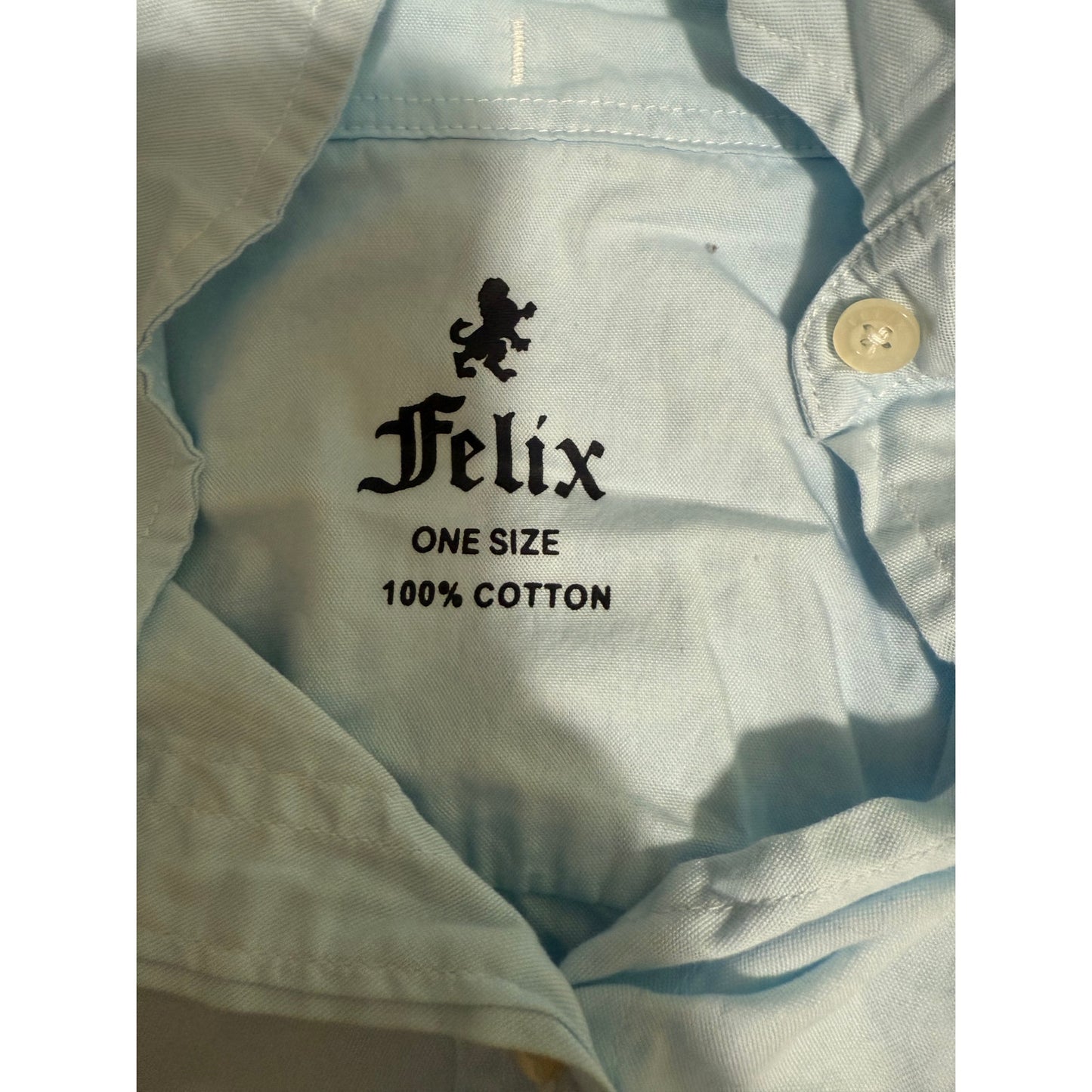 Felix 100% Cotton Light Blue Button Up Blouse - One Size
