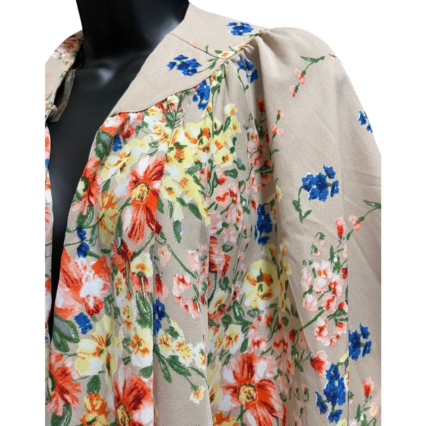 Umgee Tan and Pink Floral Print Cardigan / Shrug - Size Small - NWT