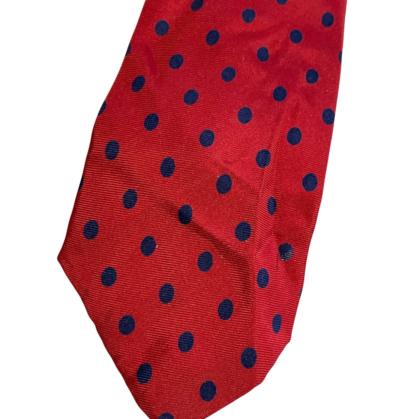 Vintage Reis of New Haven All Silk Red & Blue Polka Dot Print Necktie